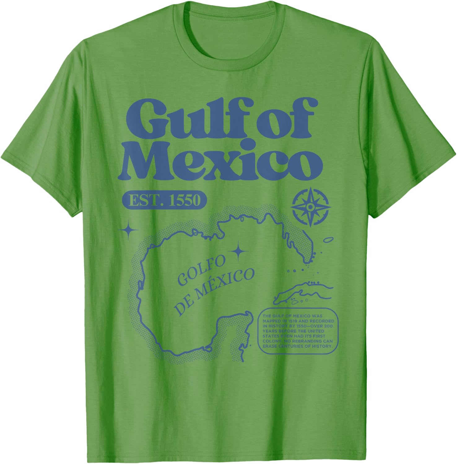 Vintage Gulf of Mexico 1550 Map T-Shirt for History Lovers - 4