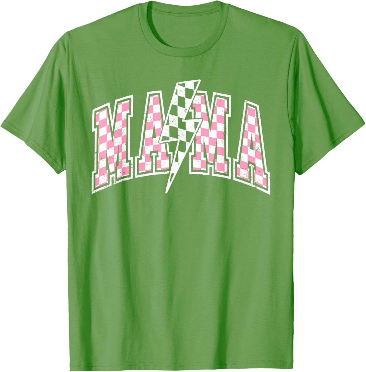 Mama Lightning Bolt Checkered Mom T-Shirt for Stylish Moms - 16