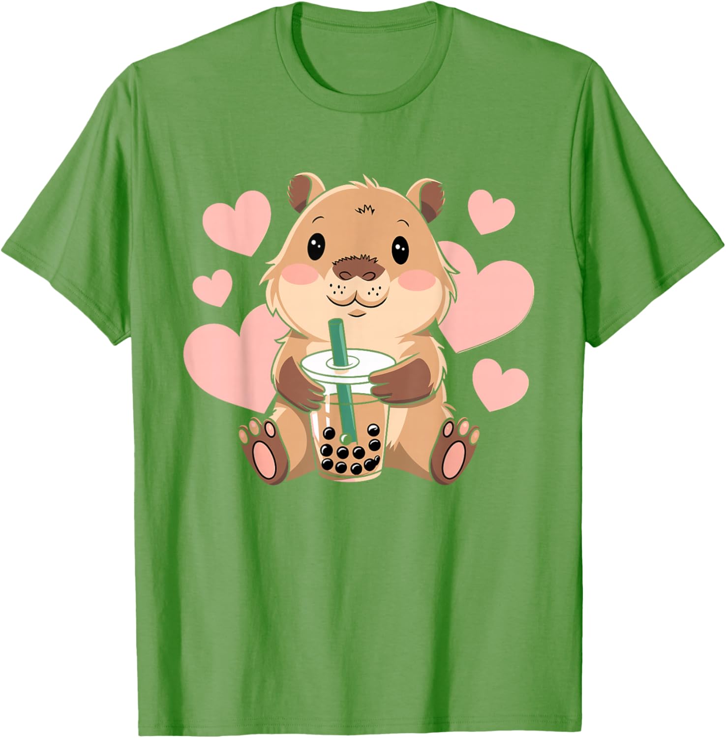 Cute Capybara Boba Tea T-Shirt for Women, Teens, and Kids - 8