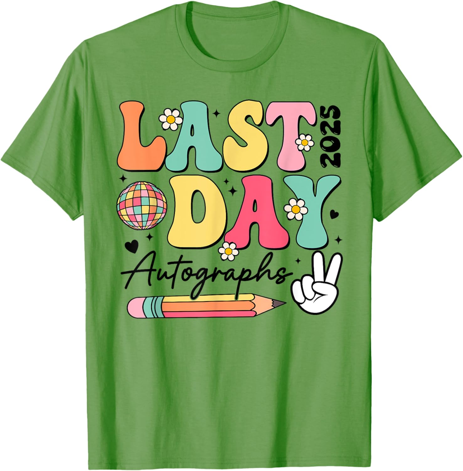 Last Day of School 2024-2025 Retro Cute Autographs T-Shirt for Kids - 3