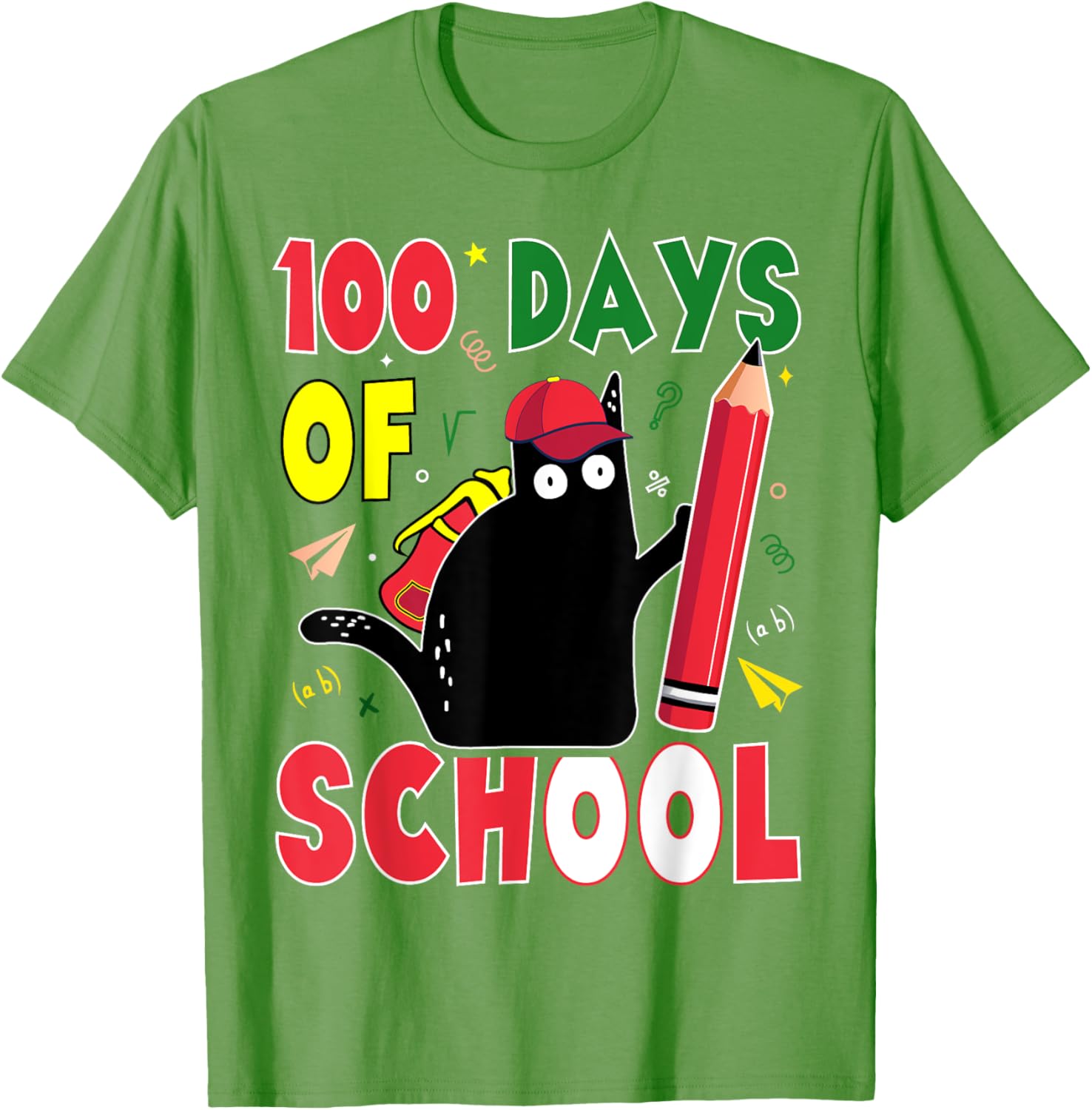 Funny Cat 100 Days of School T-Shirt for Kids and Adults - 24