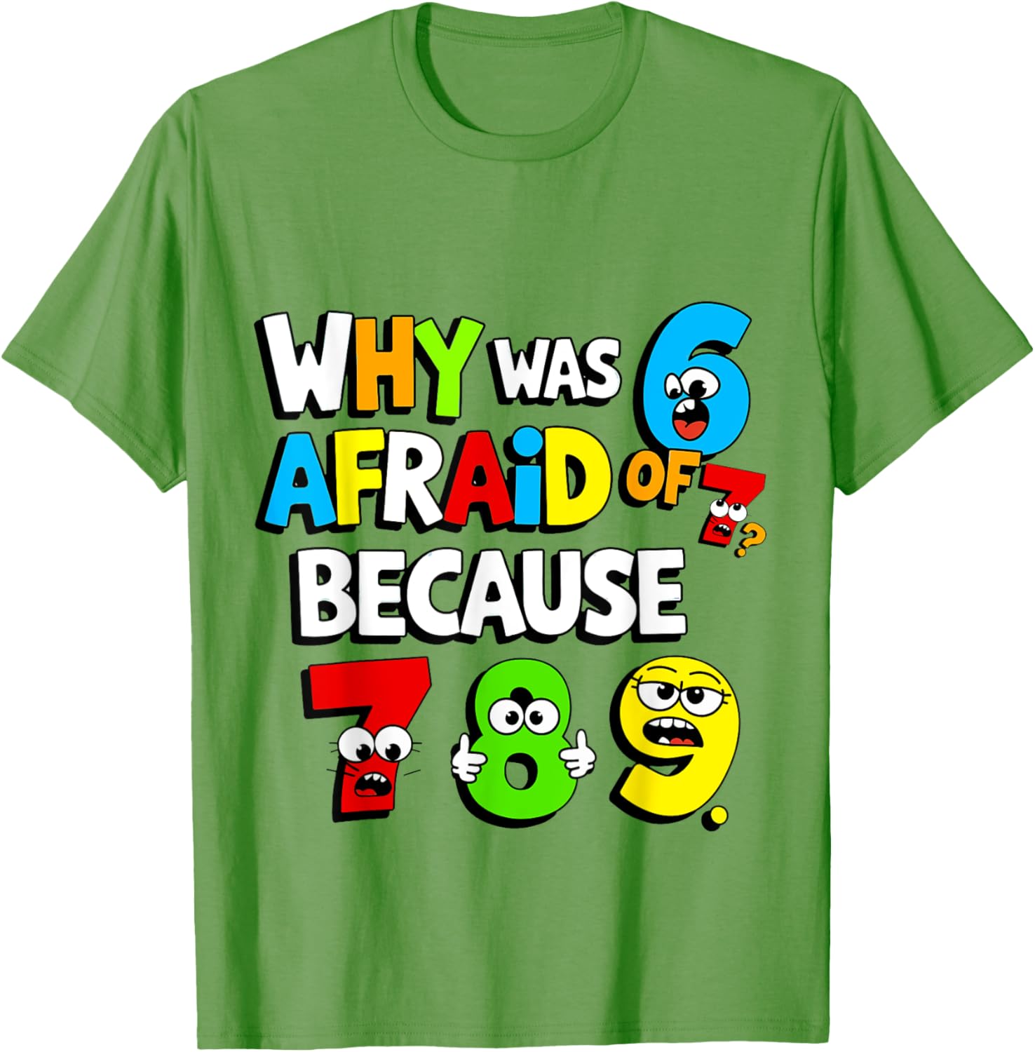 Funny Math Day T-Shirt Kids Why Was 6 Afraid of 7 Costume - 18