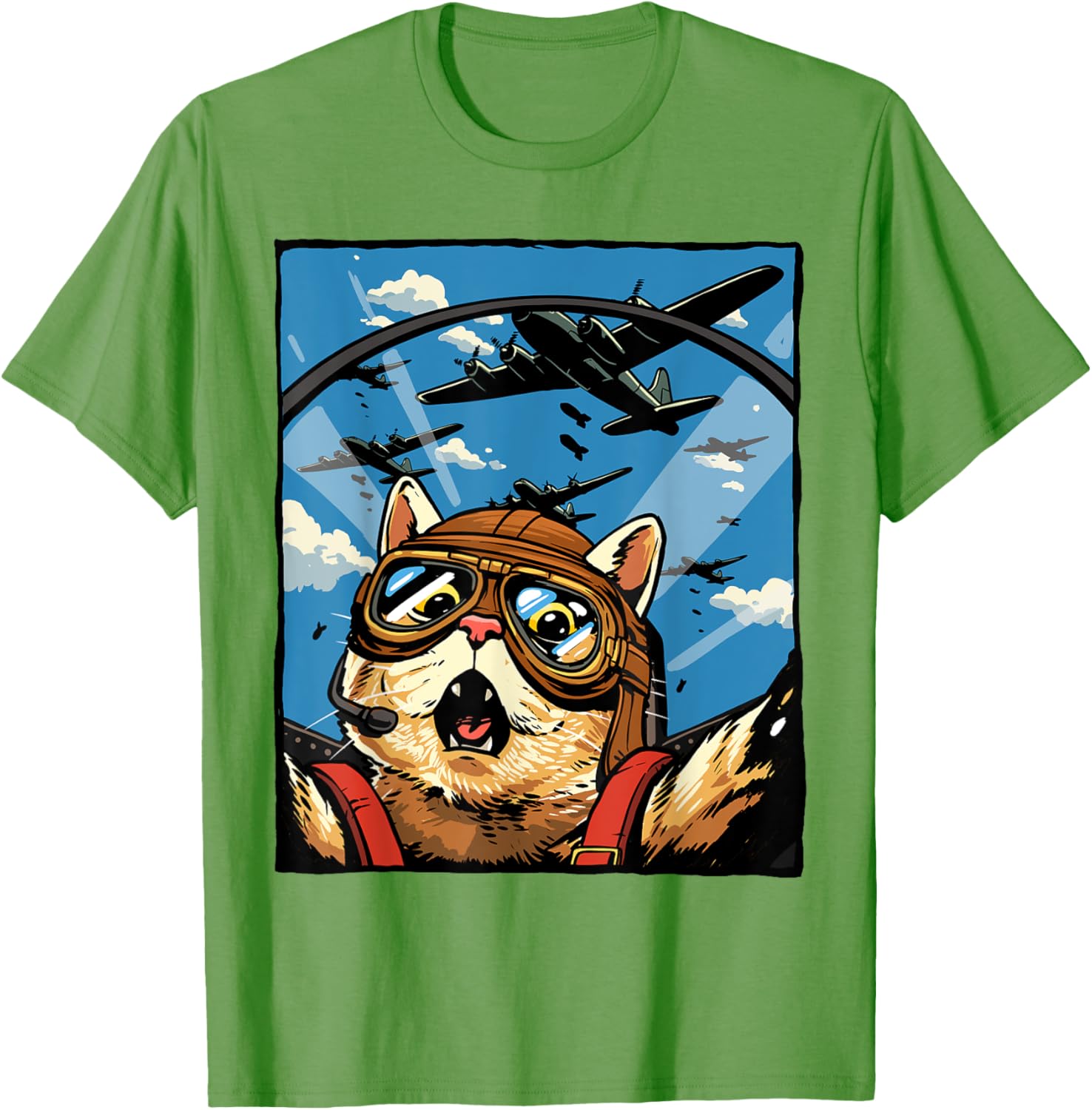 Funny Cat Pilot Jet Fighter T-Shirt for Cat Lovers and Meme Fans - 18