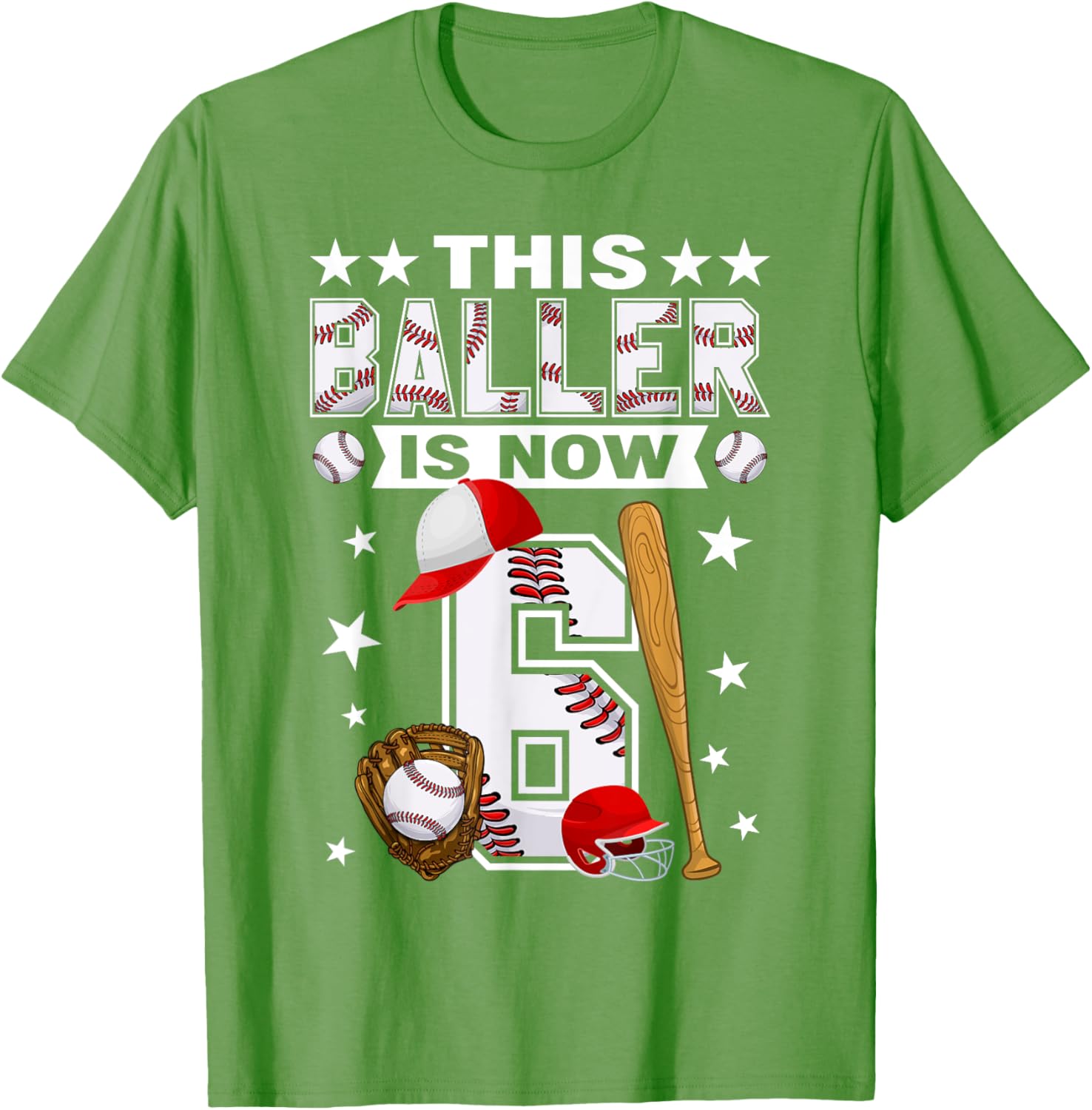 Cute 6 Year Old Baseball Lovers Boys T-Shirt for Kids Fun Style - 5