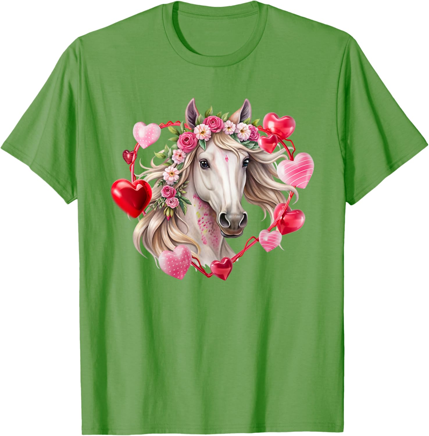 Happy Valentine's Day Equestrian T-Shirt with Horse and Hearts Design - 28