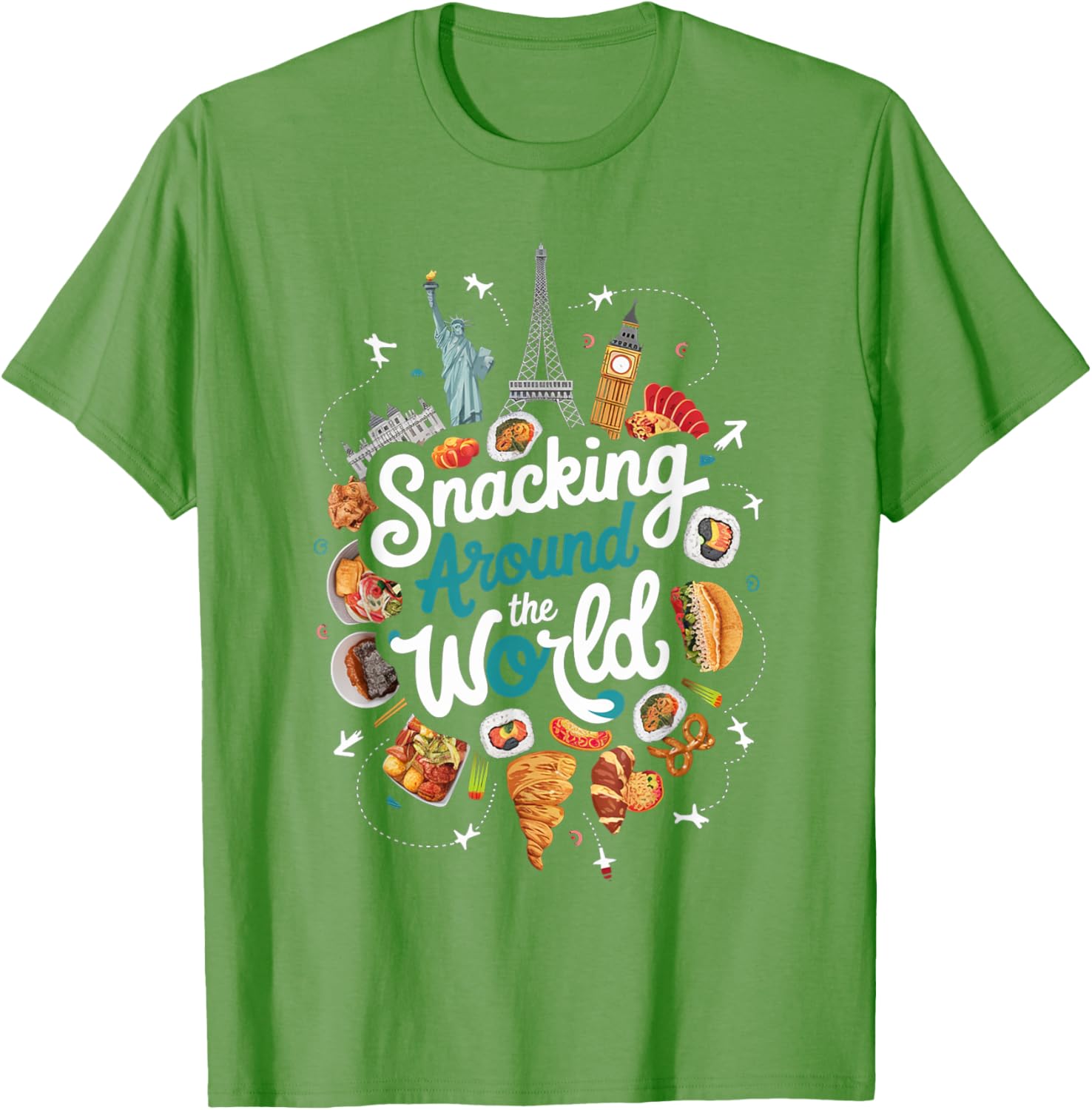 Snacking Around The World T-Shirt for Food Lovers in Travel Style - 4