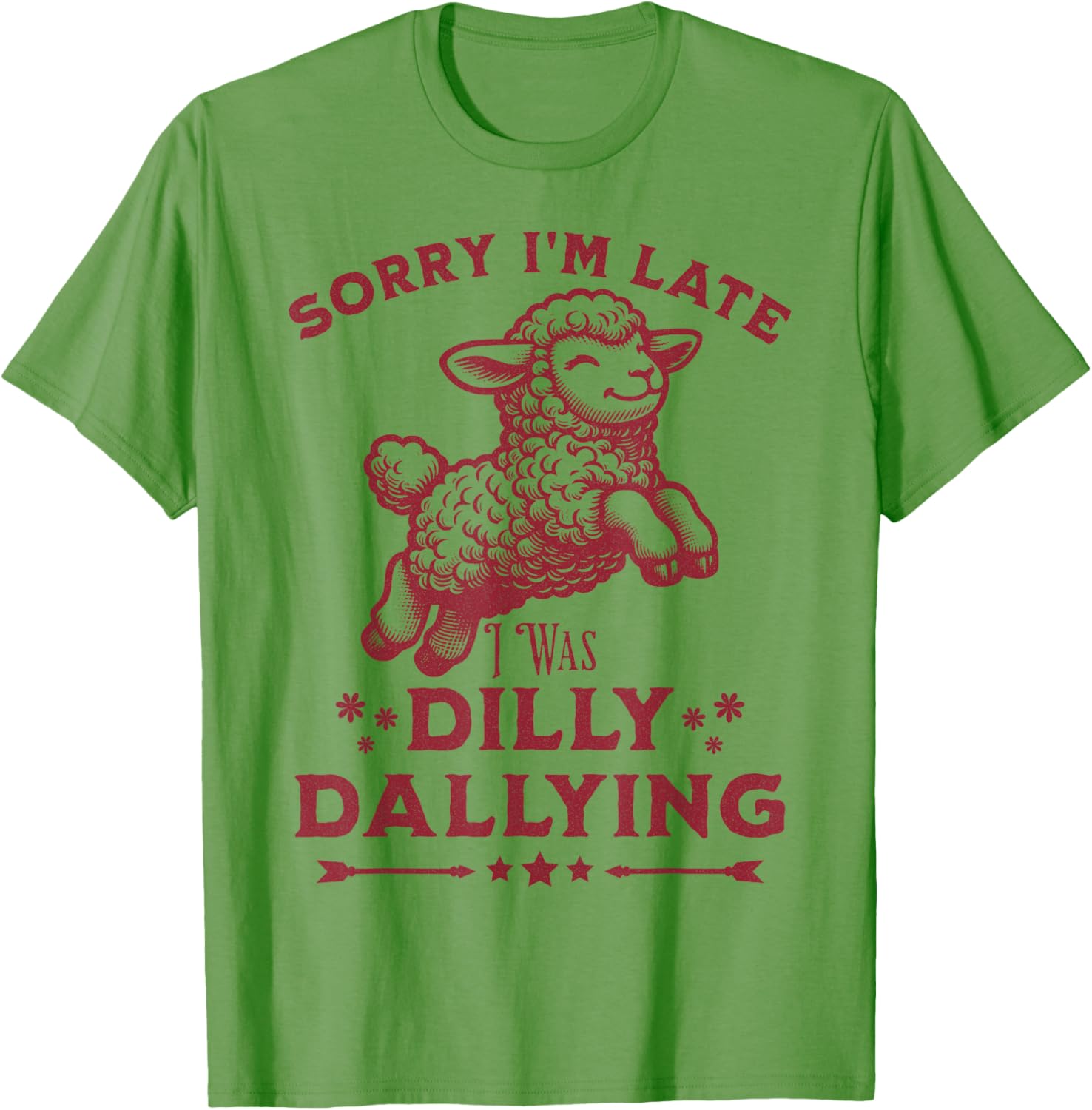 Cute Lamb Sorry I'm Late Dilly Dallying Baby T-Shirt for Kids - 1