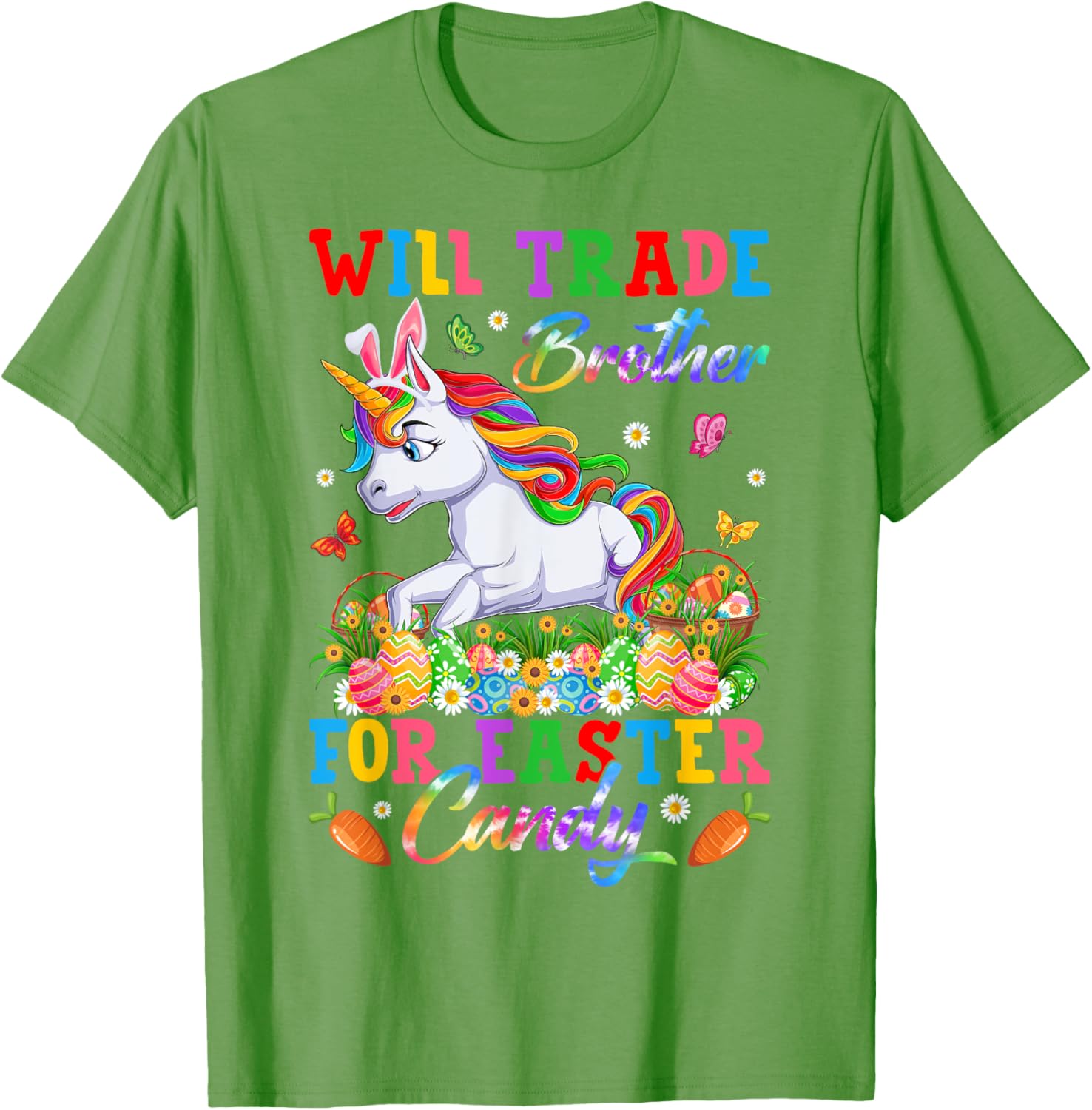 Funny Easter T-Shirt Will Trade Brother for Unicorns and Candy Eggs - 3