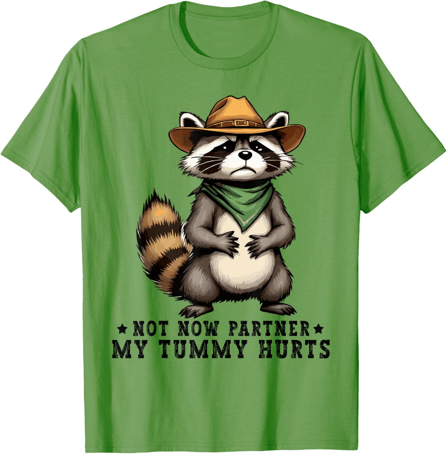 Funny Raccoon Cowboy T-Shirt for Kids My Tummy Hurts Humorous Design - 2
