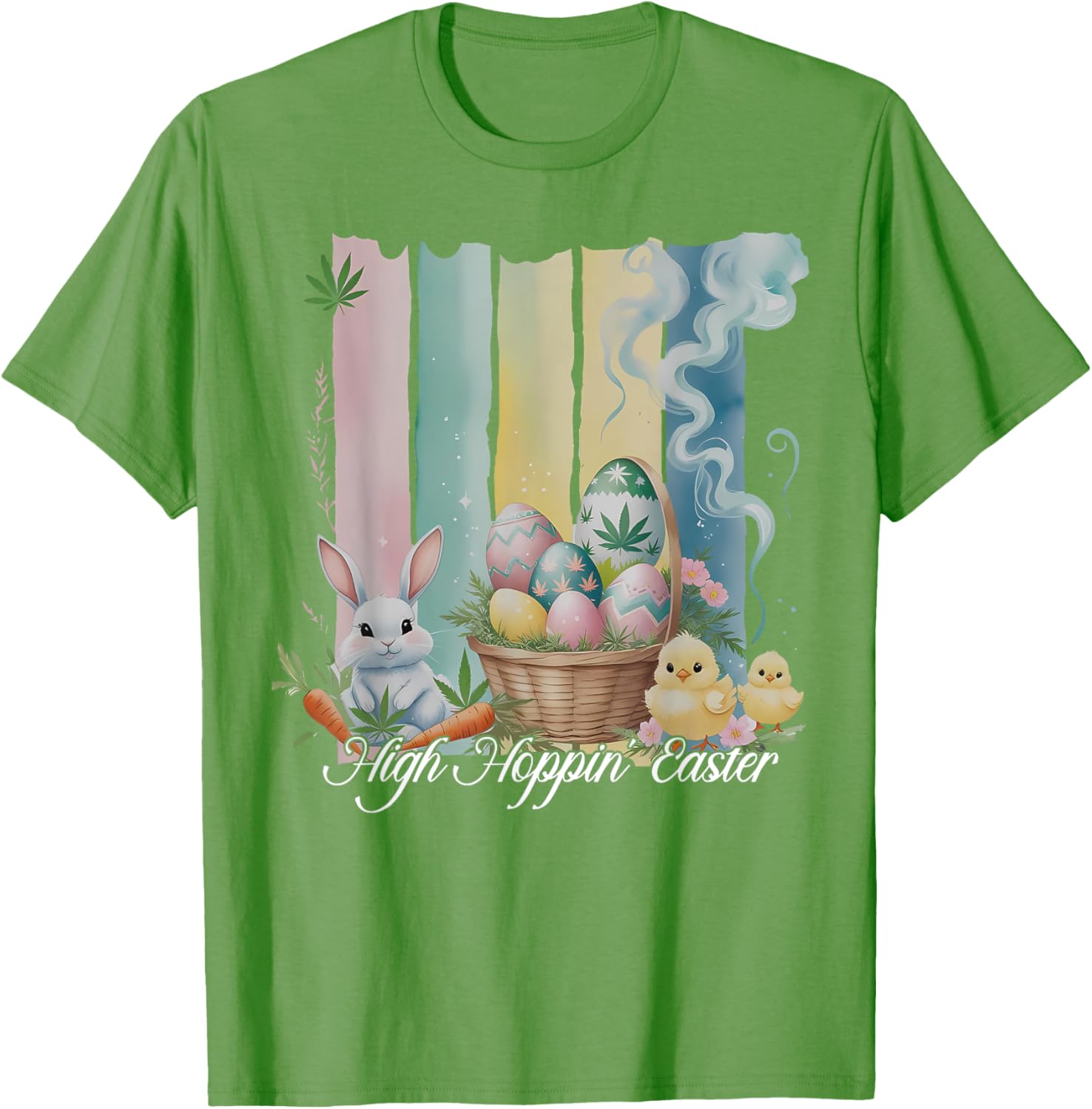 Easter Bunny Eggs Flower Cannabis Weed Stoner T-Shirt for Fun Loving Fans - 1