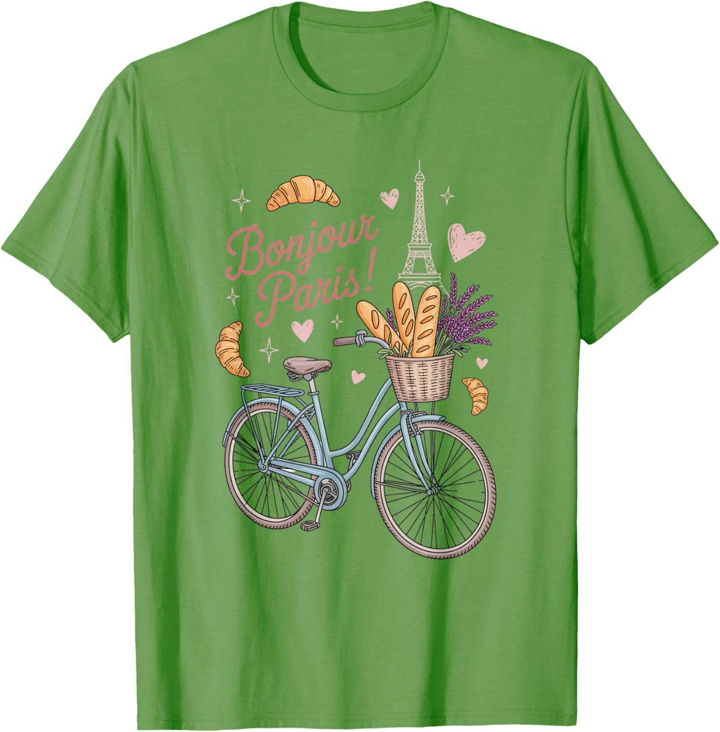 Cute Paris Eiffel Tower Bicycle T-Shirt for Travel Lovers - 1