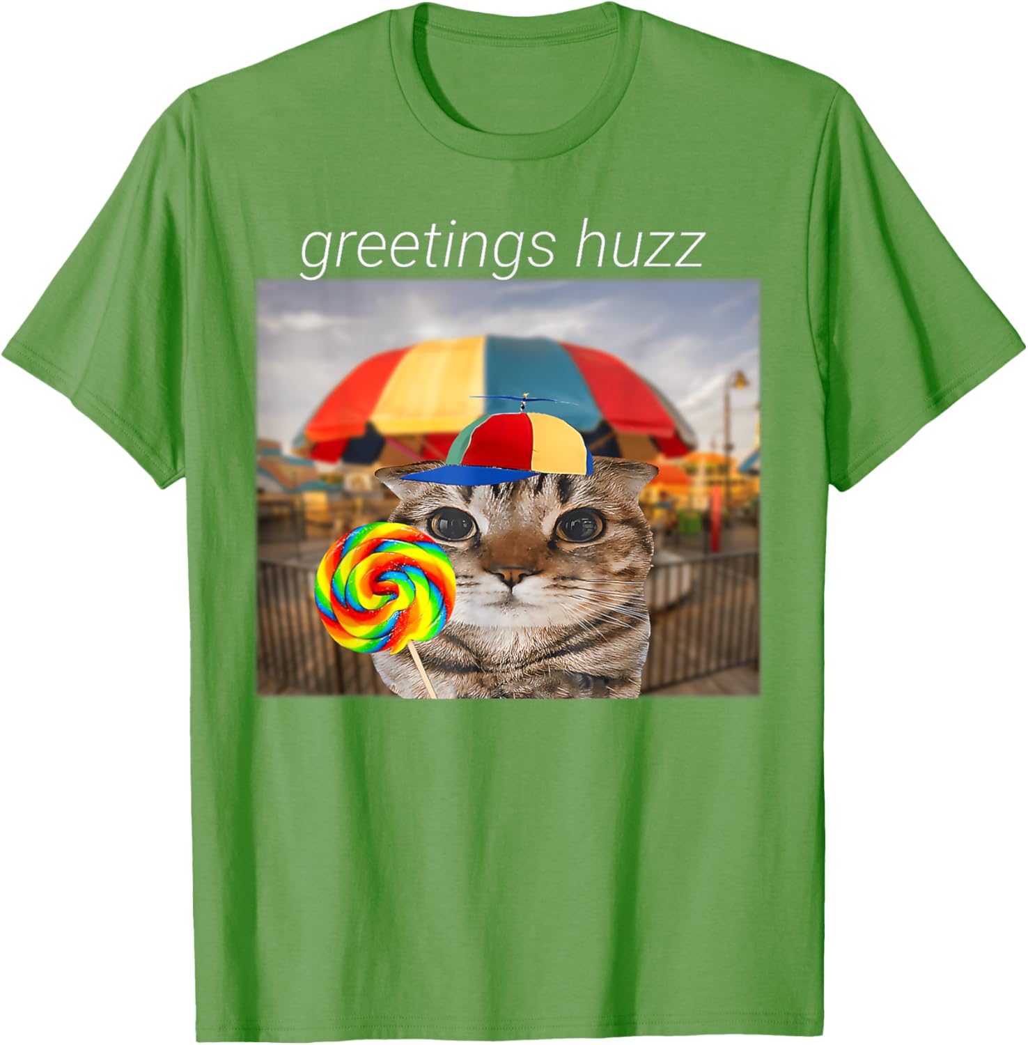 Funny Cat Huzz Meme T-Shirt for Men and Women - Cute Lollipop Design - 24