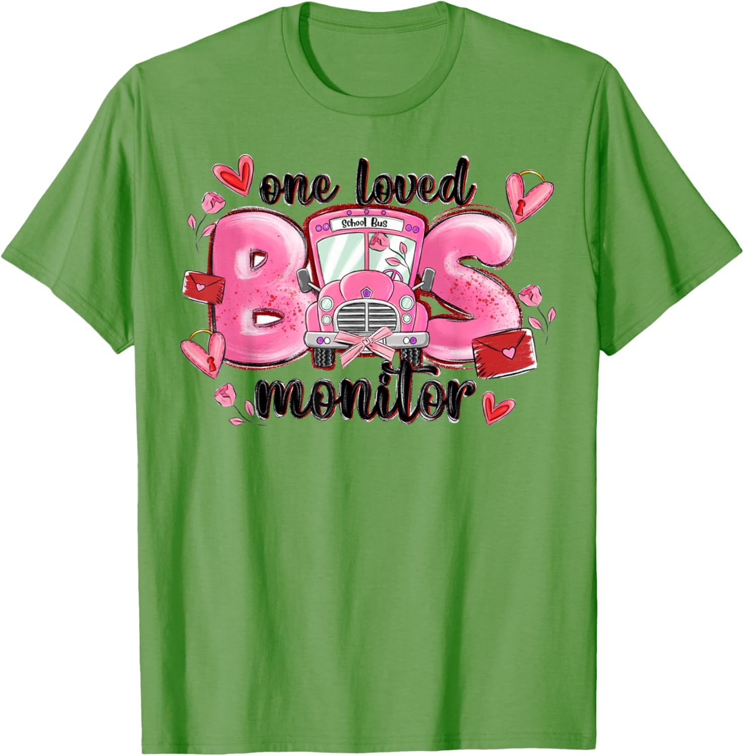 One Loved Bus Monitor Valentine's Day T-Shirt for Kids Gift - 11