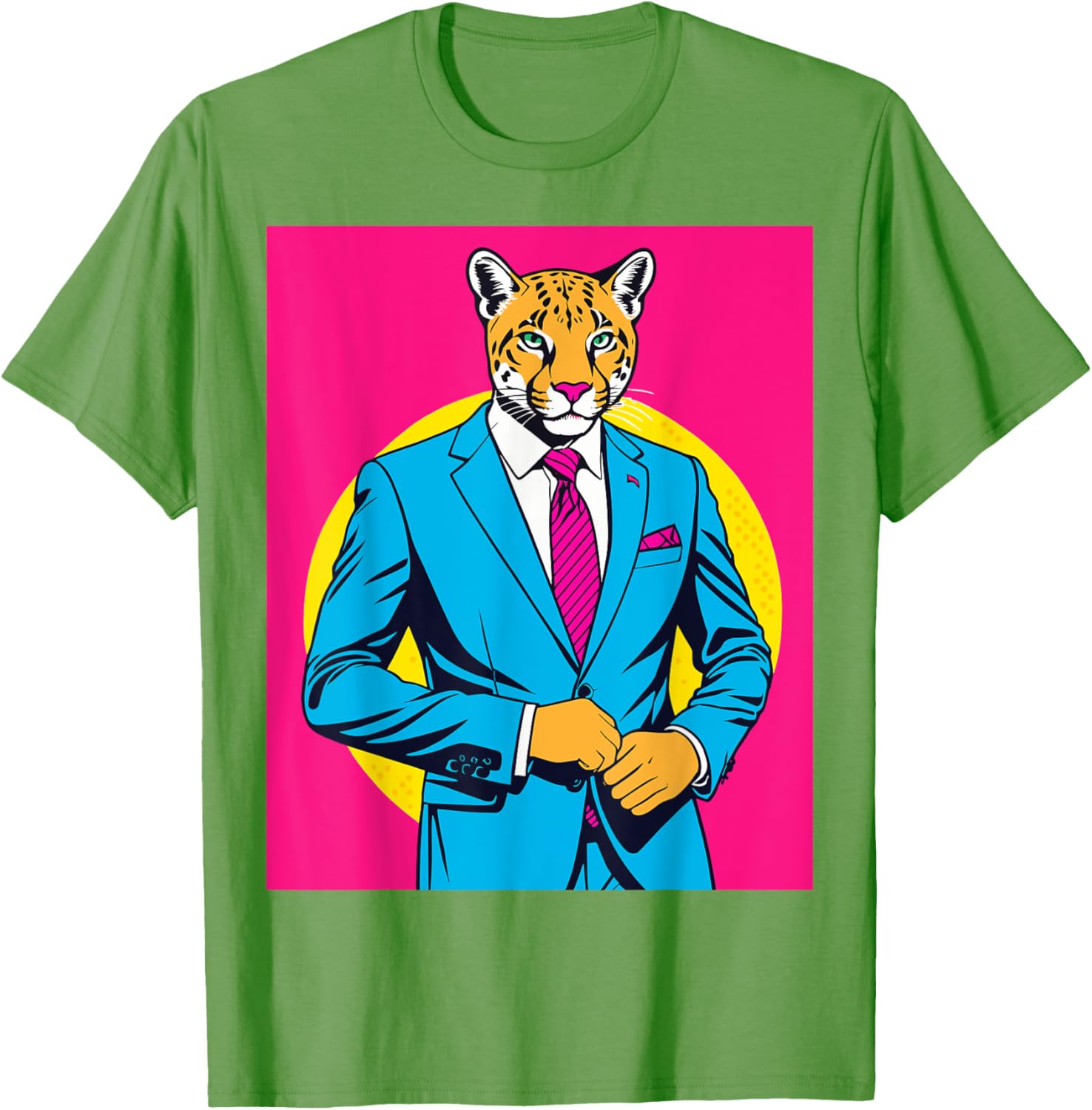 Pop Art Puma in Business Suit T-Shirt for Stylish Animal Lovers - 3