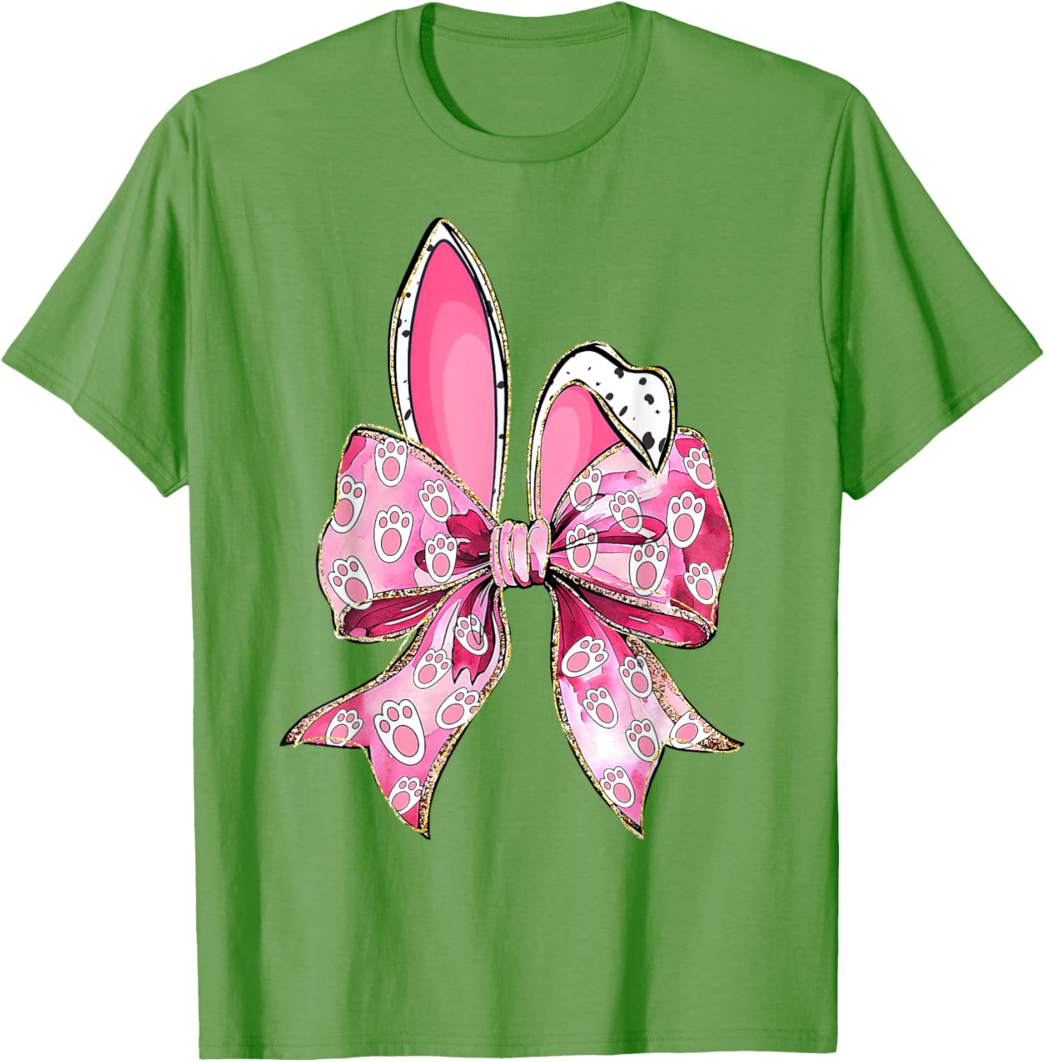 Happy Easter Bunny Coquette Bow Ears T-Shirt for Girls and Women - 11