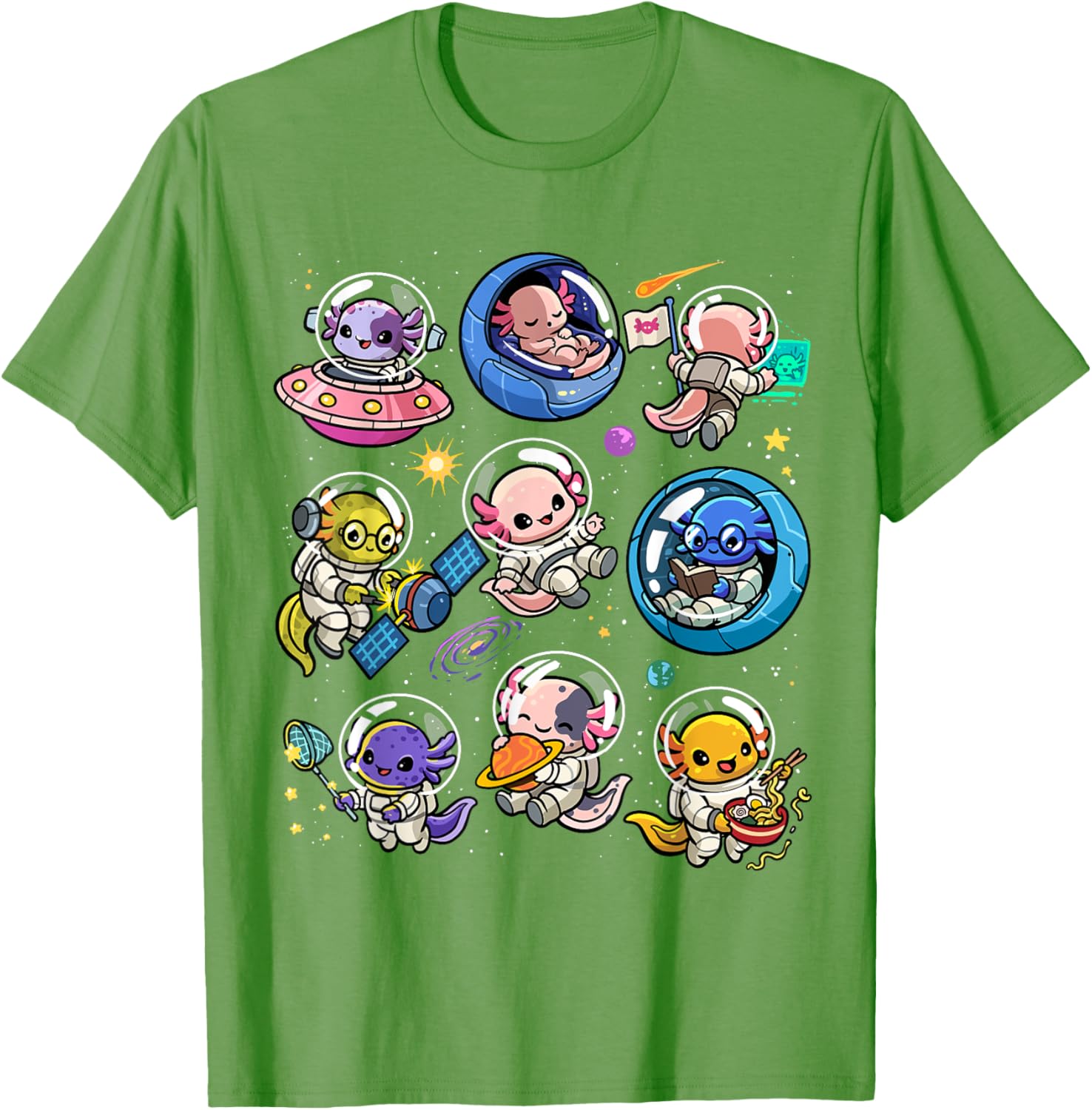 Cute Galaxy Axolotl Astronaut T-Shirt for Space Lovers and Kids - 11