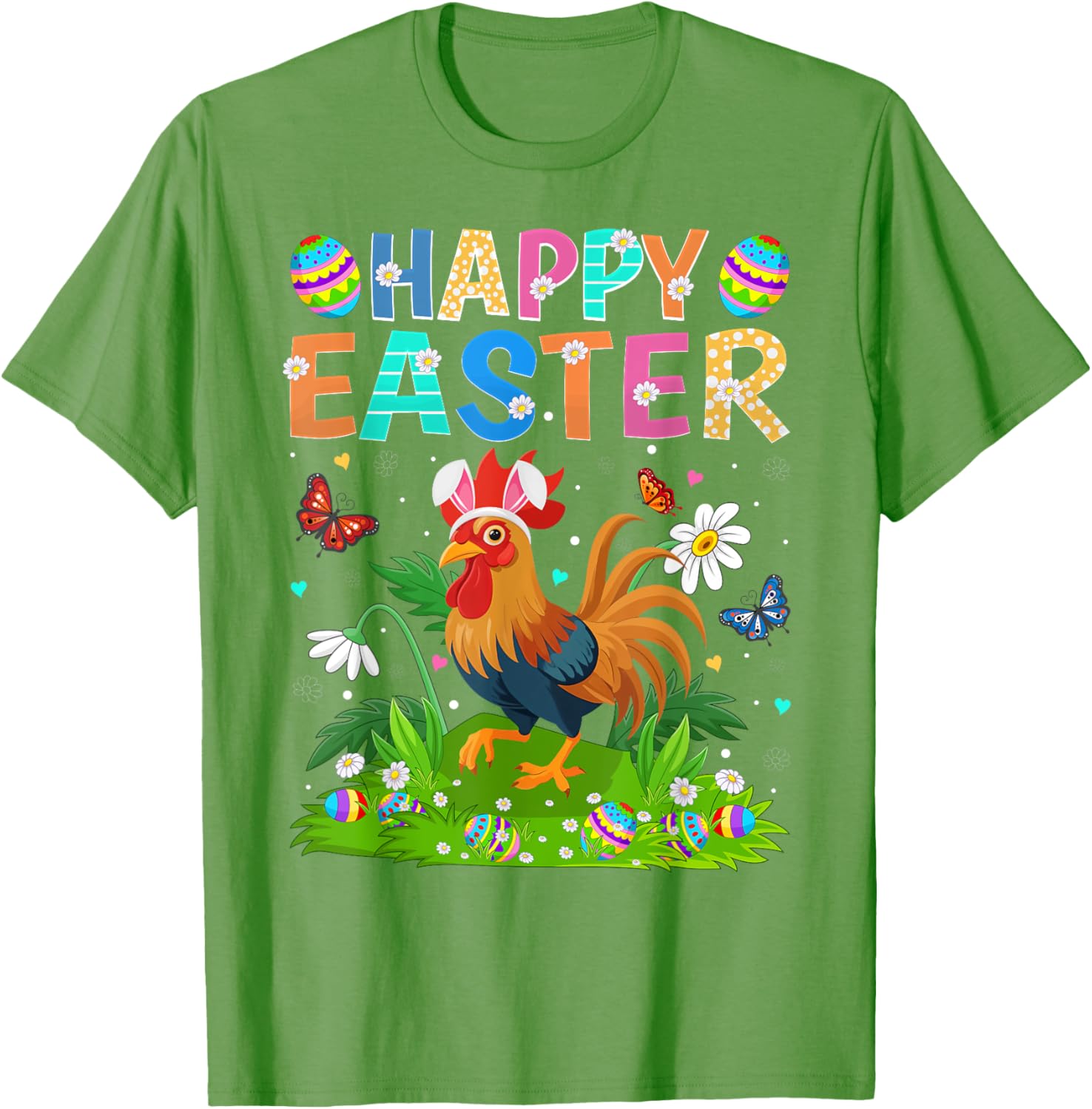 Rooster Happy Easter Egg Hunt Bunny Ear T-Shirt for Easter Sunday Fun - 25