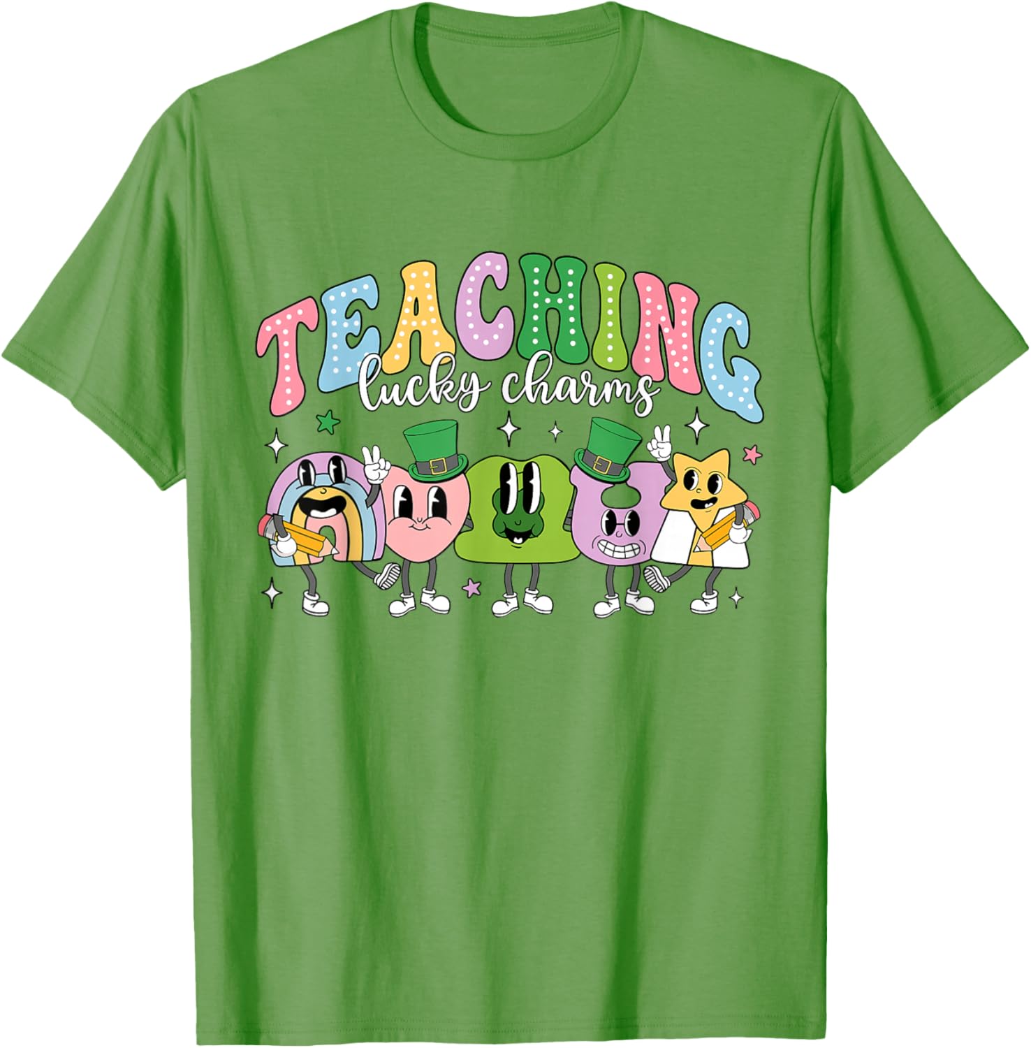 Funny Retro St Patricks Day T-Shirt for Teachers with Lucky Charms Design - 29