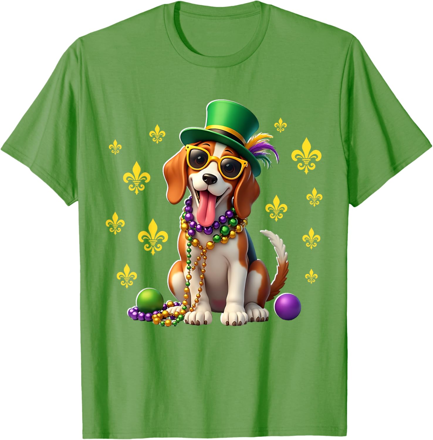 Beagle Mardi Gras Costume T-Shirt for Carnival Fun and Festivities - 22