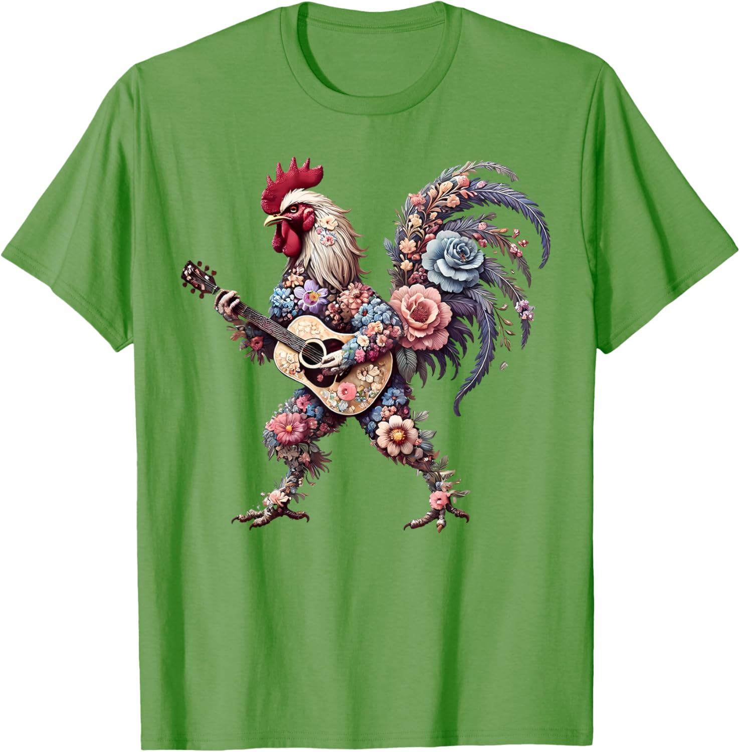 Funny Floral Rooster Guitarist T-Shirt Perfect for Music Lovers - 16