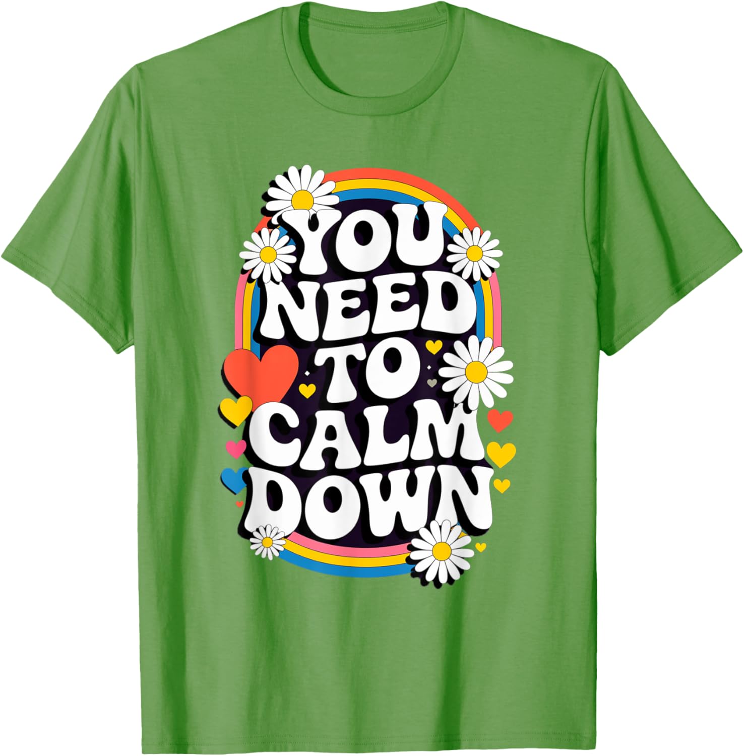 Groovy Rainbow Daisy T-Shirt for Calm Vibes and Fun Gifts - 10