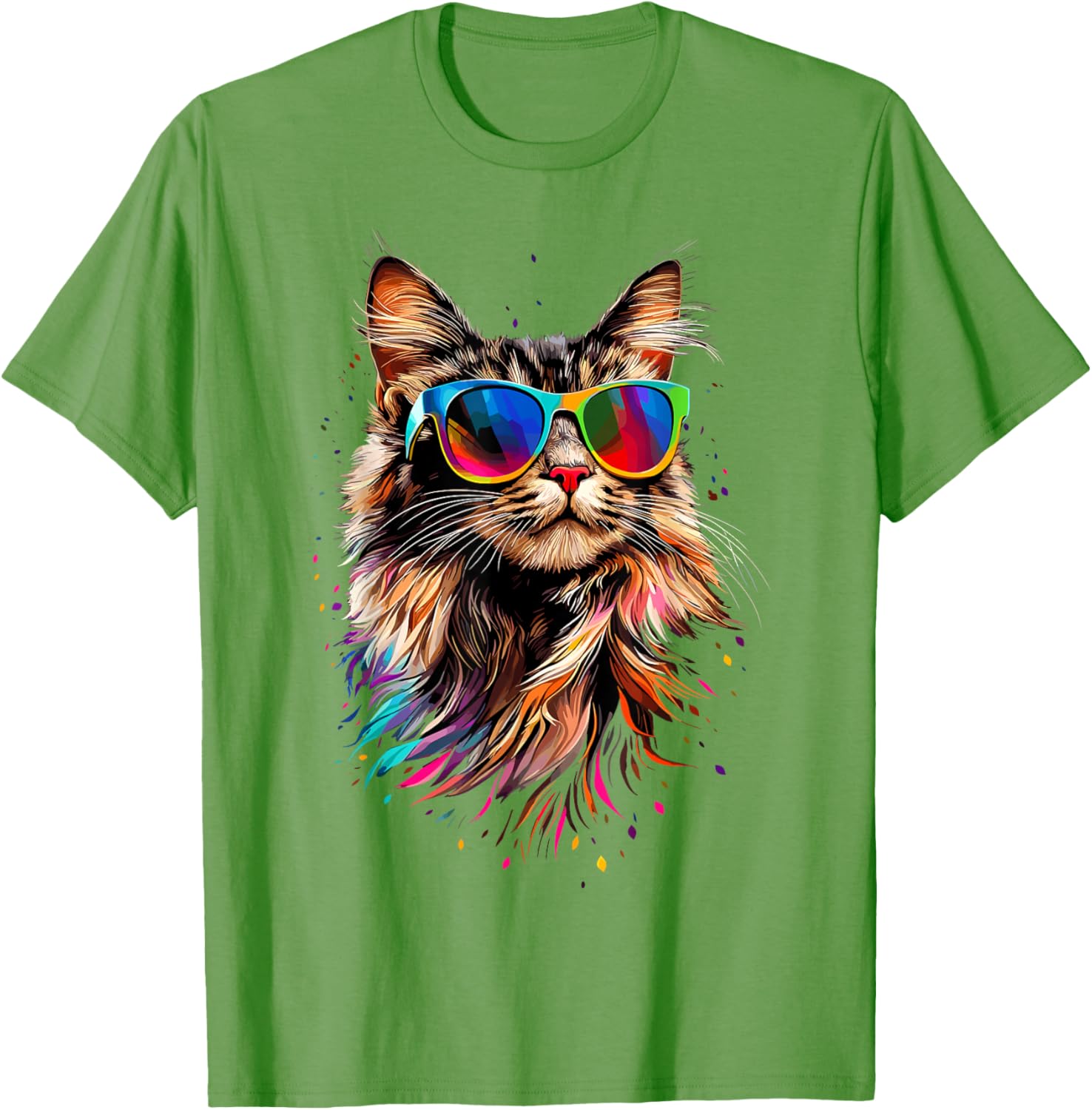 Cute Maine Coon Cat Sunglasses T-Shirt for Cat Lovers - Fun Apparel - 5