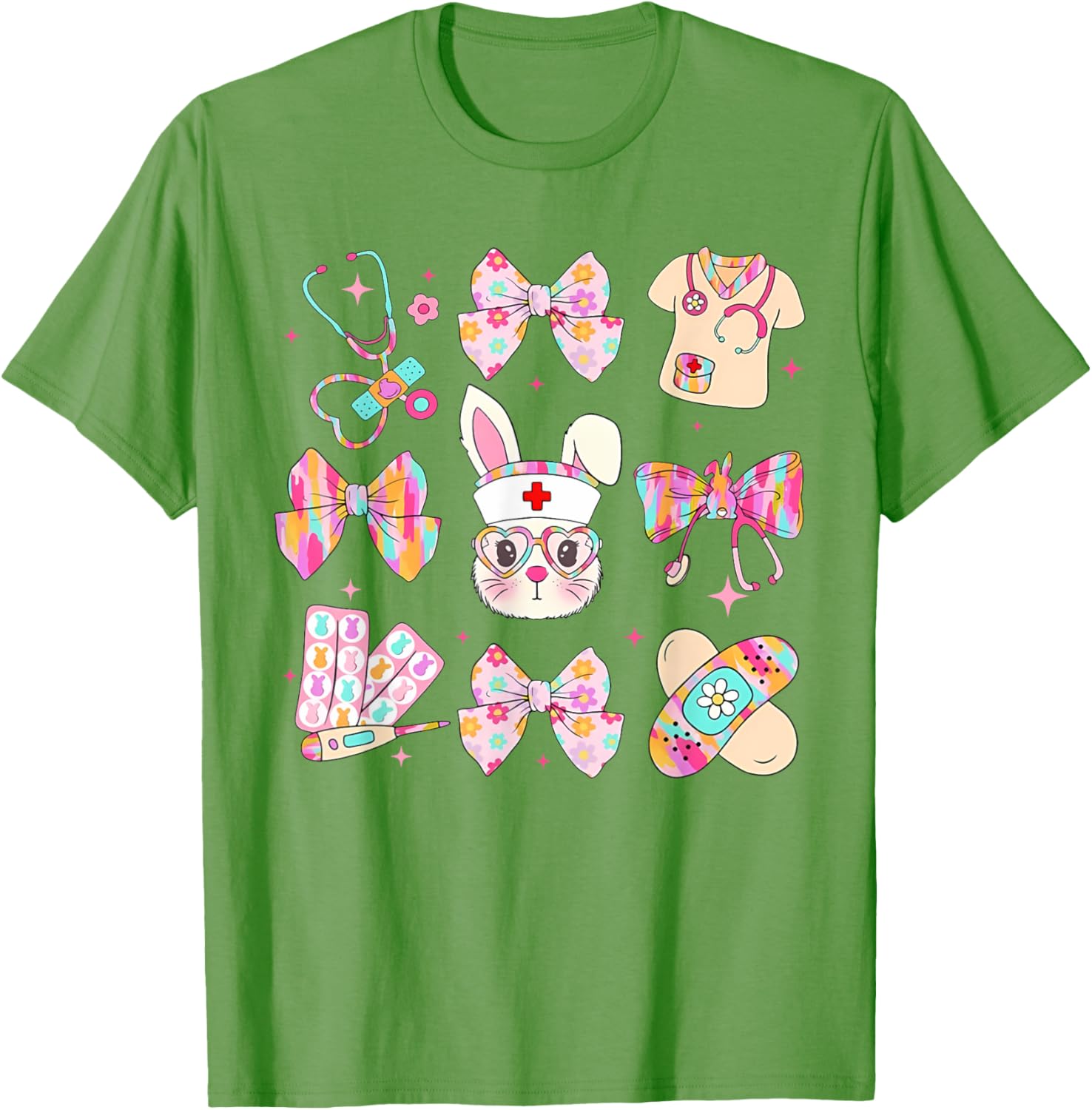 Easter Bunny T-Shirt for Nurses with Coquette Bow - Happy Easter Style - 29