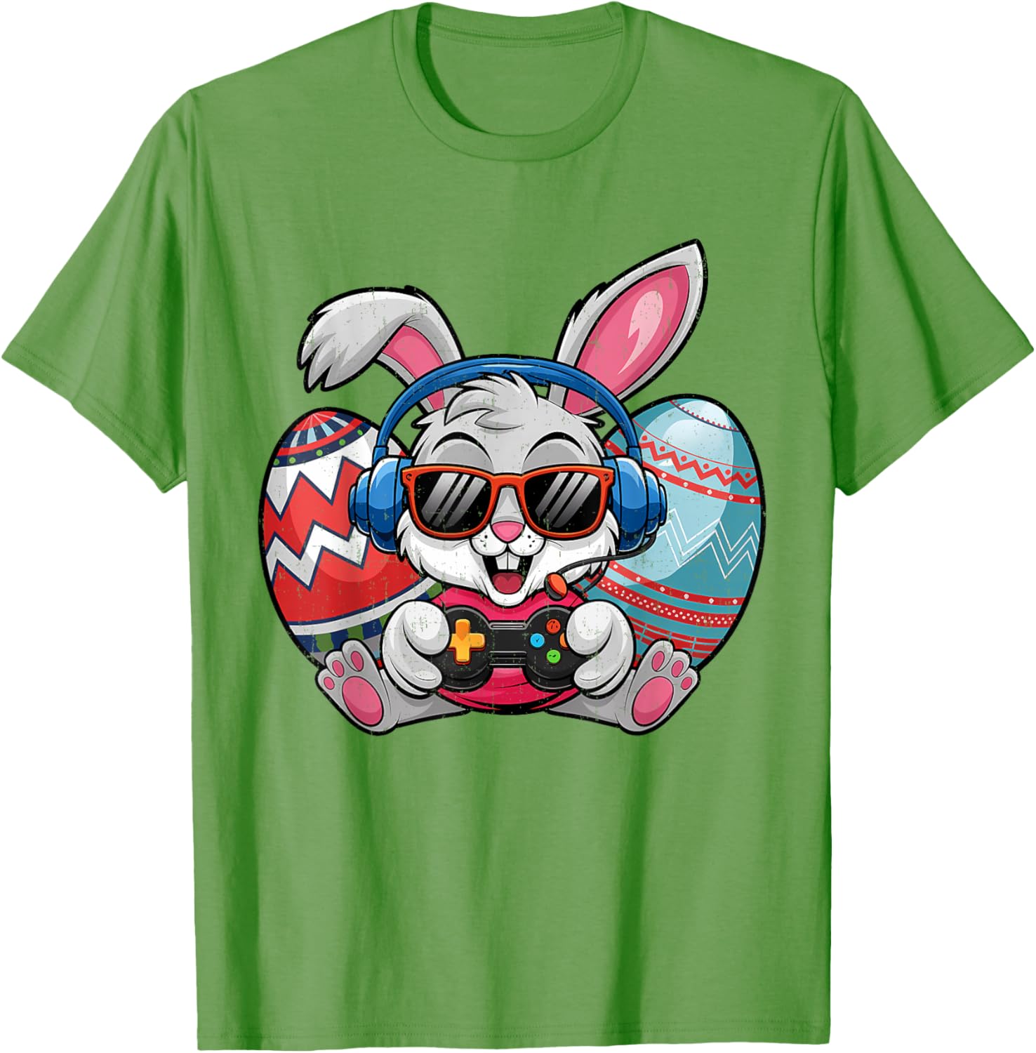 Cute Easter Bunny Playing Video Game Kids T-Shirt for Boys - 1