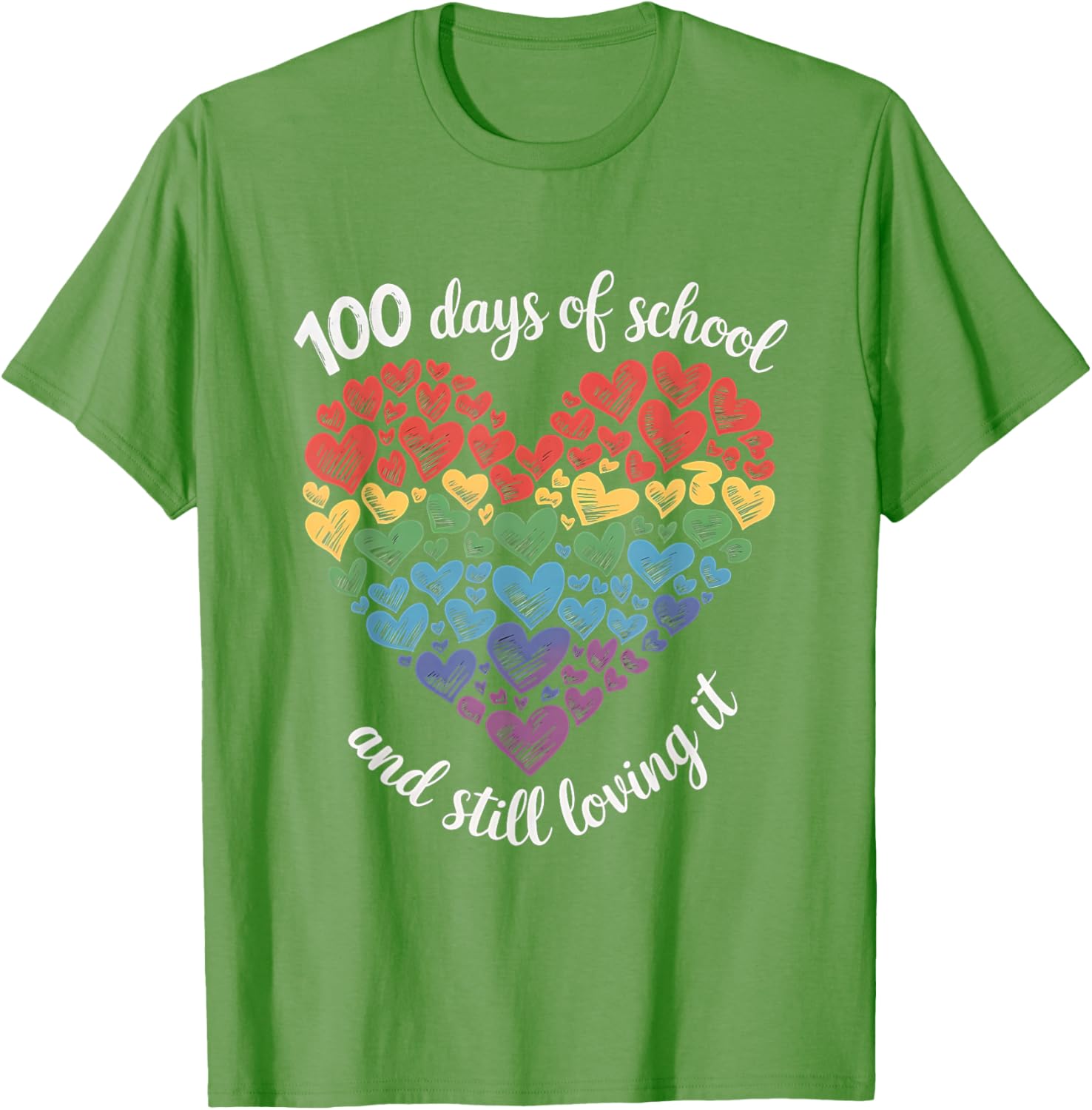 100th Day of School Rainbow Hearts T-Shirt for Kids and Teachers - 8