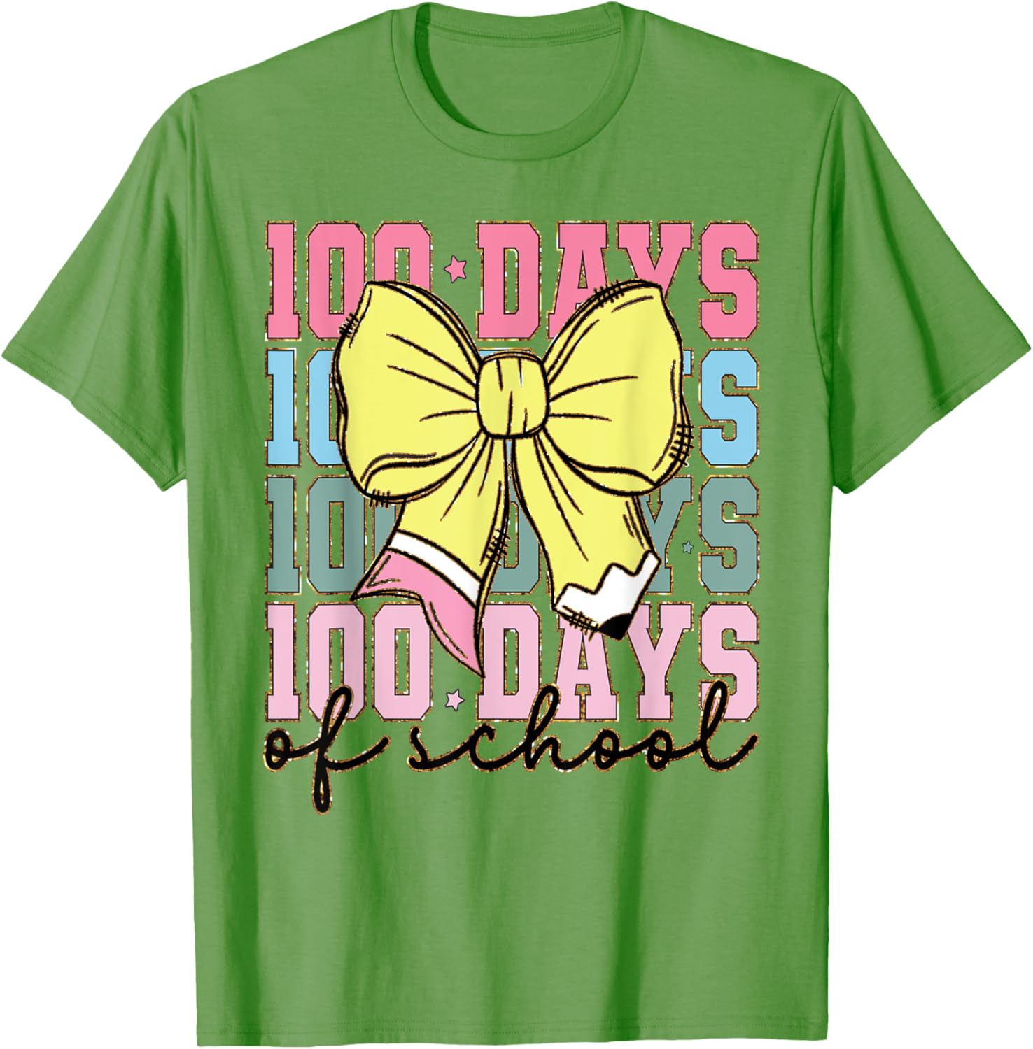 Cute 100 Days of School Coquette Bow T-Shirt for Girls - 12