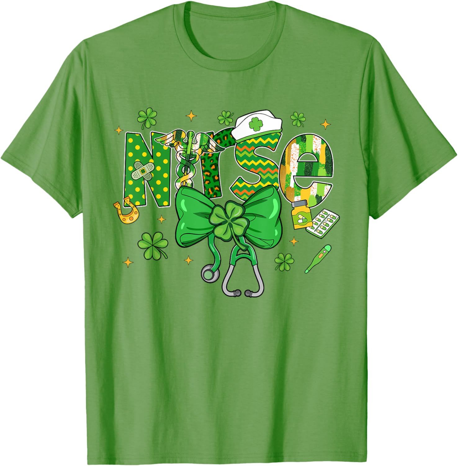Irish Nurse Stethoscope St Patrick's Day T-Shirt for Healthcare Heroes - 8