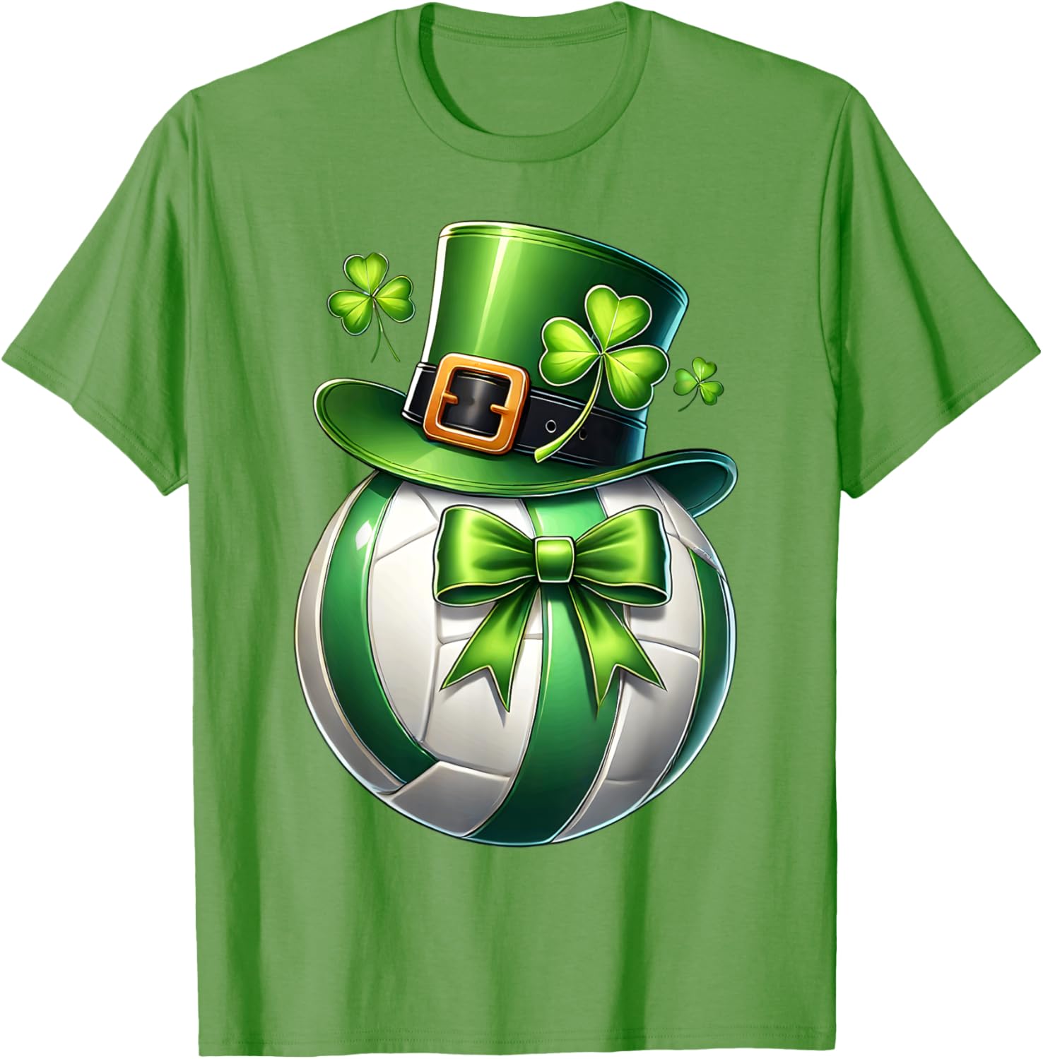 Cute St Patrick's Day Volleyball T-Shirt with Leprechaun Shamrock Design - 4
