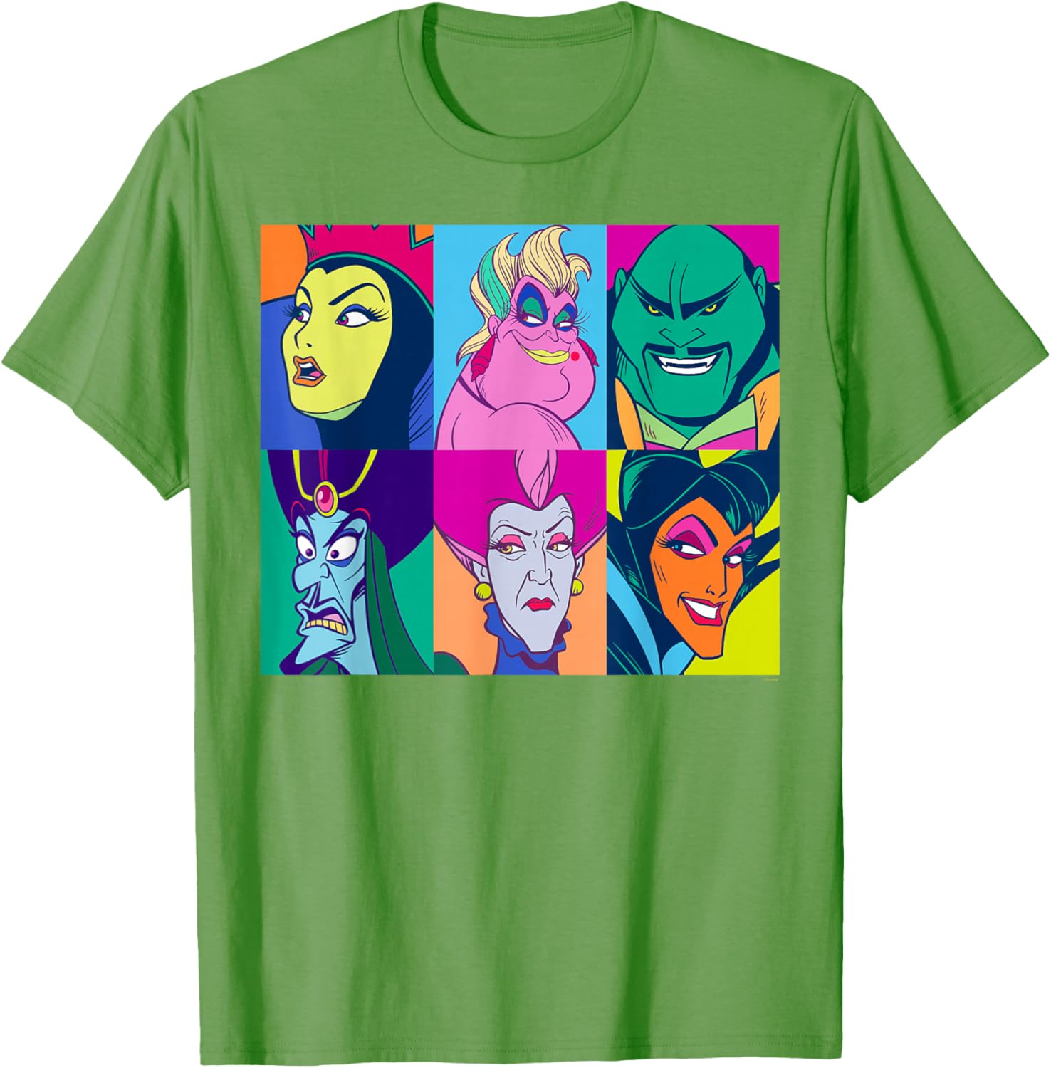 Disney Villains Retro Color Grid T-Shirt for Fans of Classic Characters - 21
