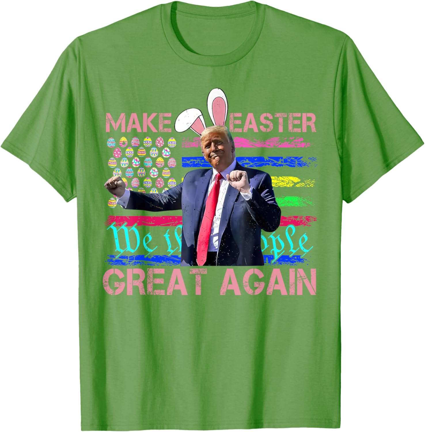 Funny Trump Dancing Easter T-Shirt with USA Flag for Holiday Fun - 20