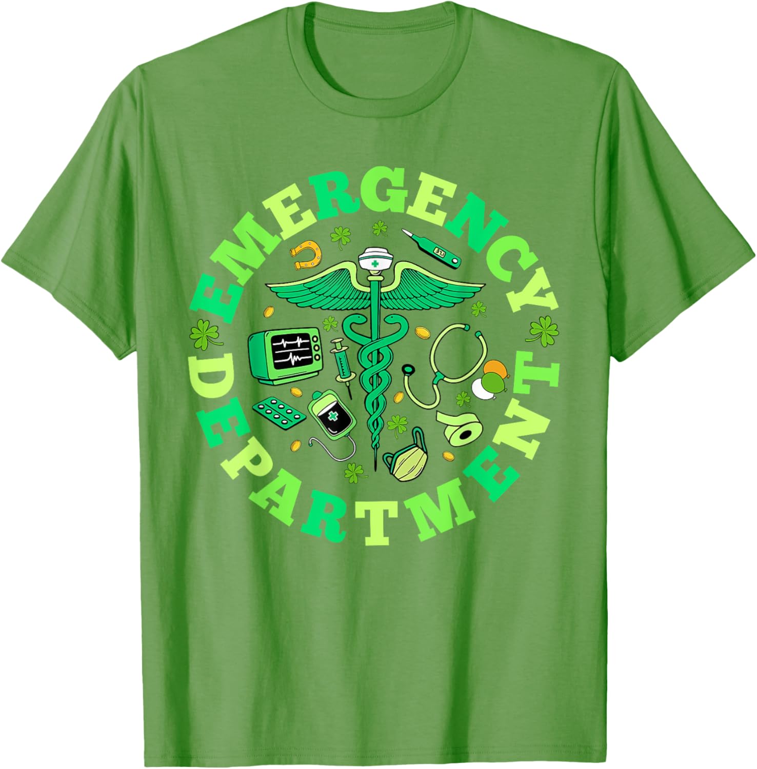 Emergency Nurse St Patricks Day Shamrock T-Shirt for ED RNs - 11