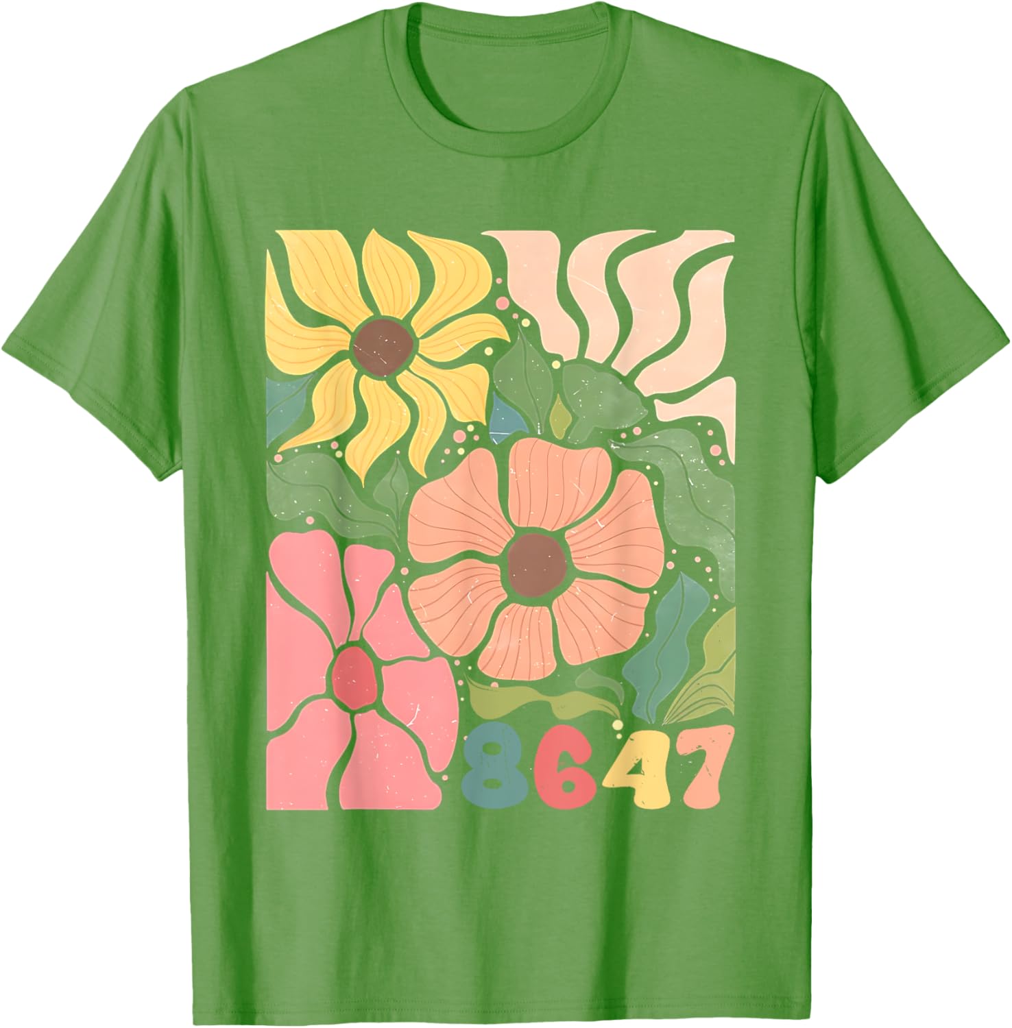 Boho Style Floral T-Shirt with Subtle Anti Trump Design for Women - 18