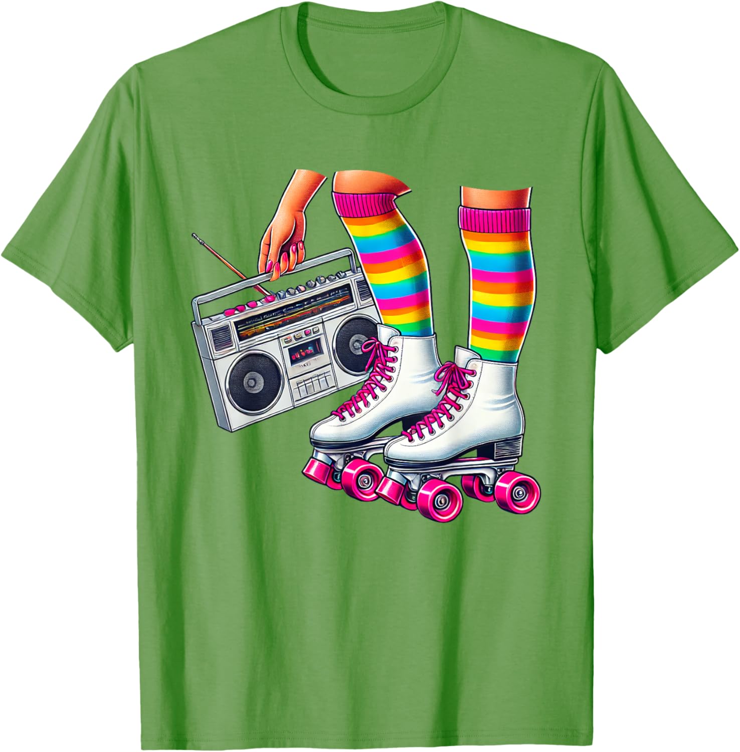 Funny 80s Roller Disco Skating Girl T-Shirt for Retro Fans - 4