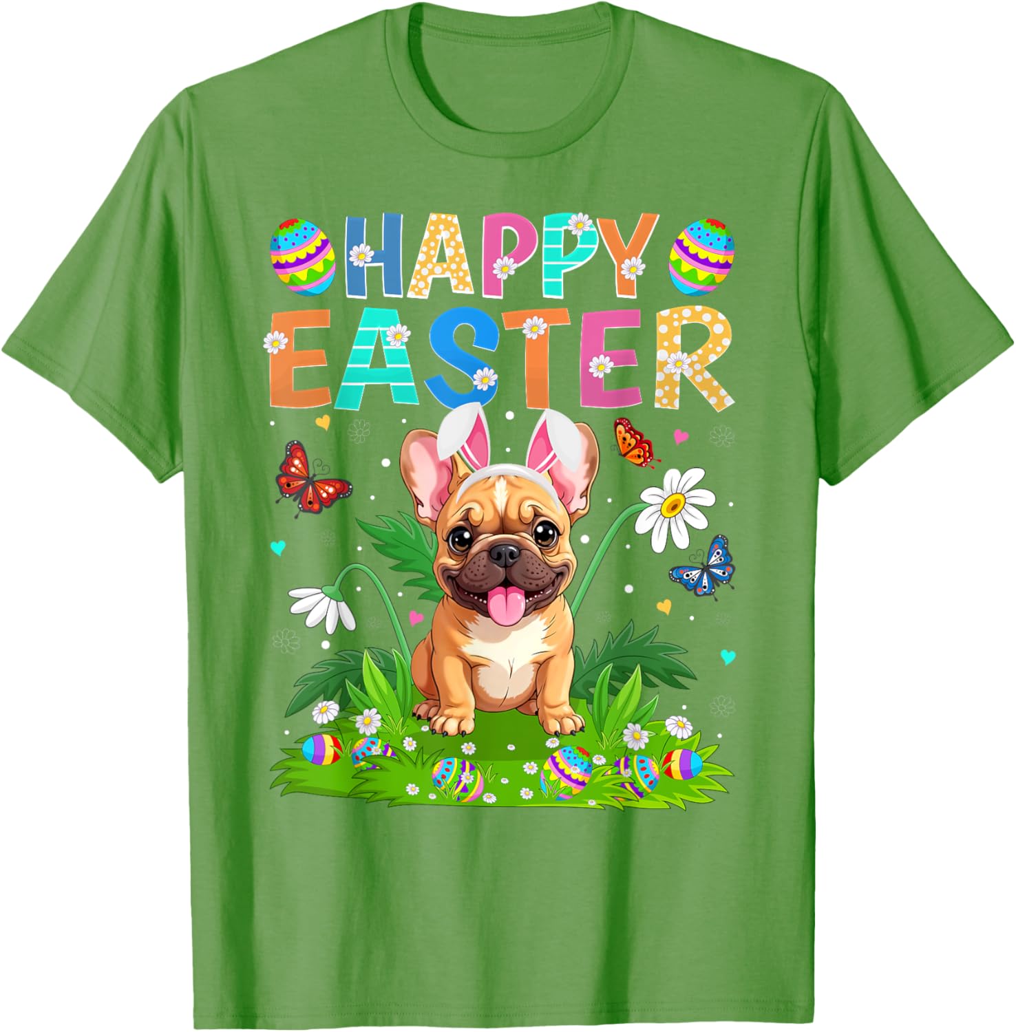 Happy Easter French Bulldog Bunny Ear Egg Hunt T-Shirt for Pet Lovers - 7
