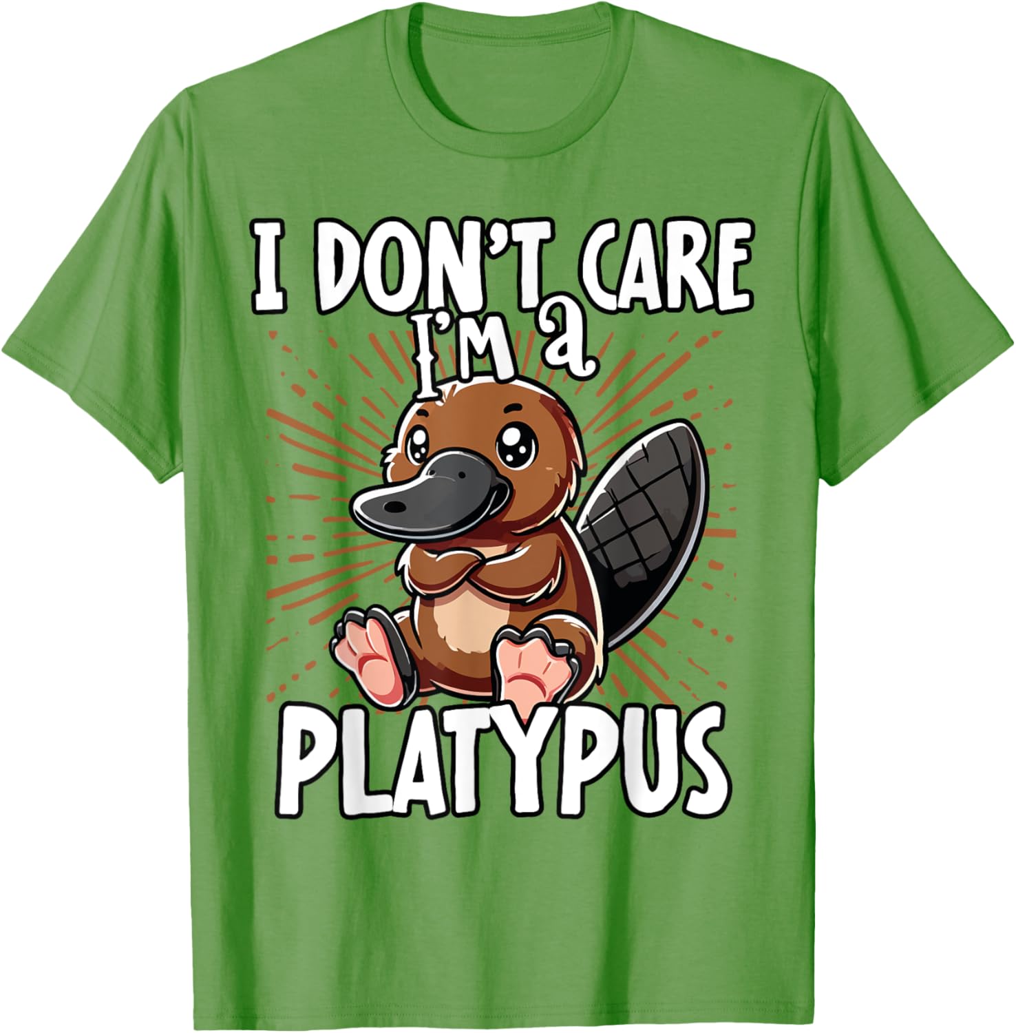 Cute Platypus T-Shirt I Don't Care Fun Animal Apparel for All Ages - 16