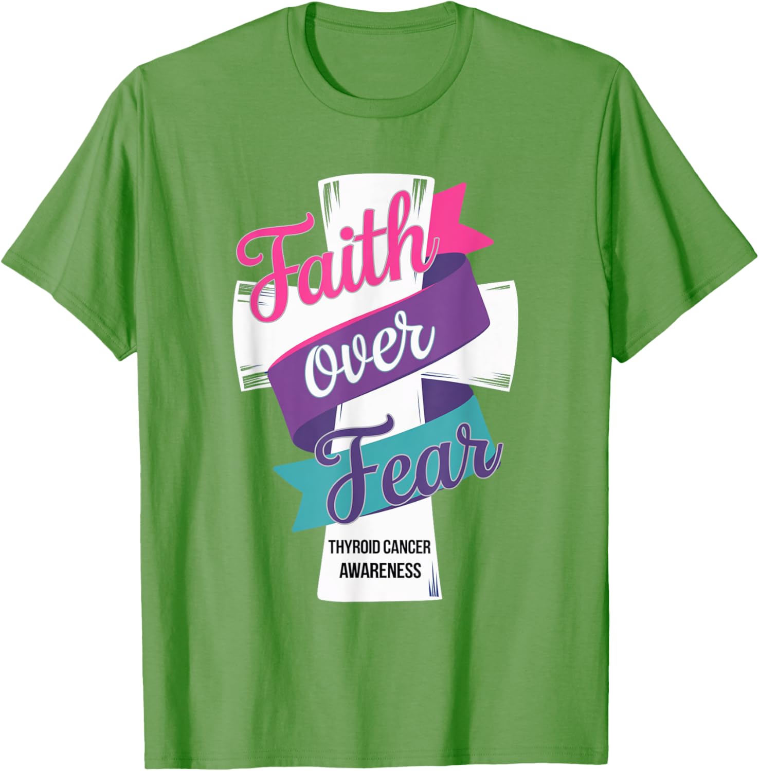 Faith Over Fear Thyroid Cancer Awareness T-Shirt for Hopeful Support - 7