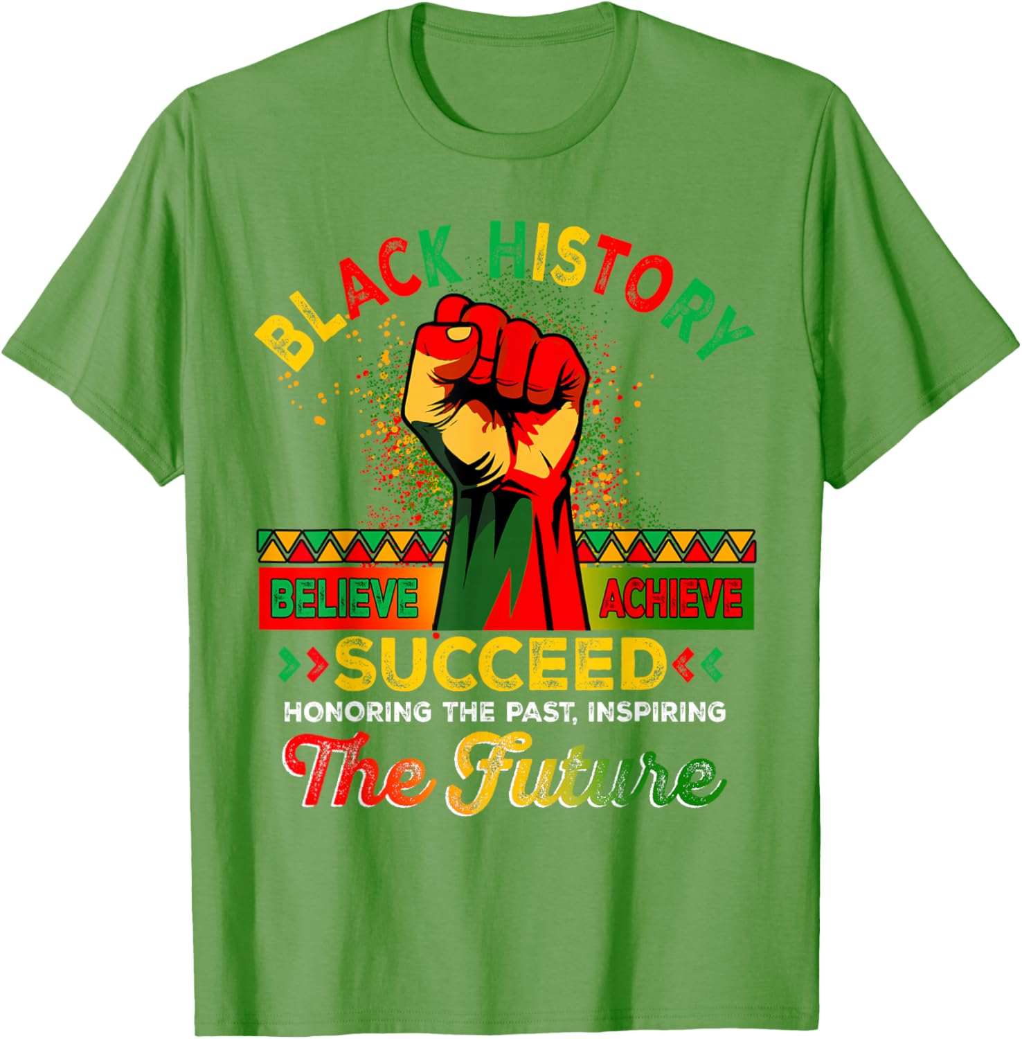 Believe Achieve Succeed African Freedom T-Shirt for Black History Month - 7