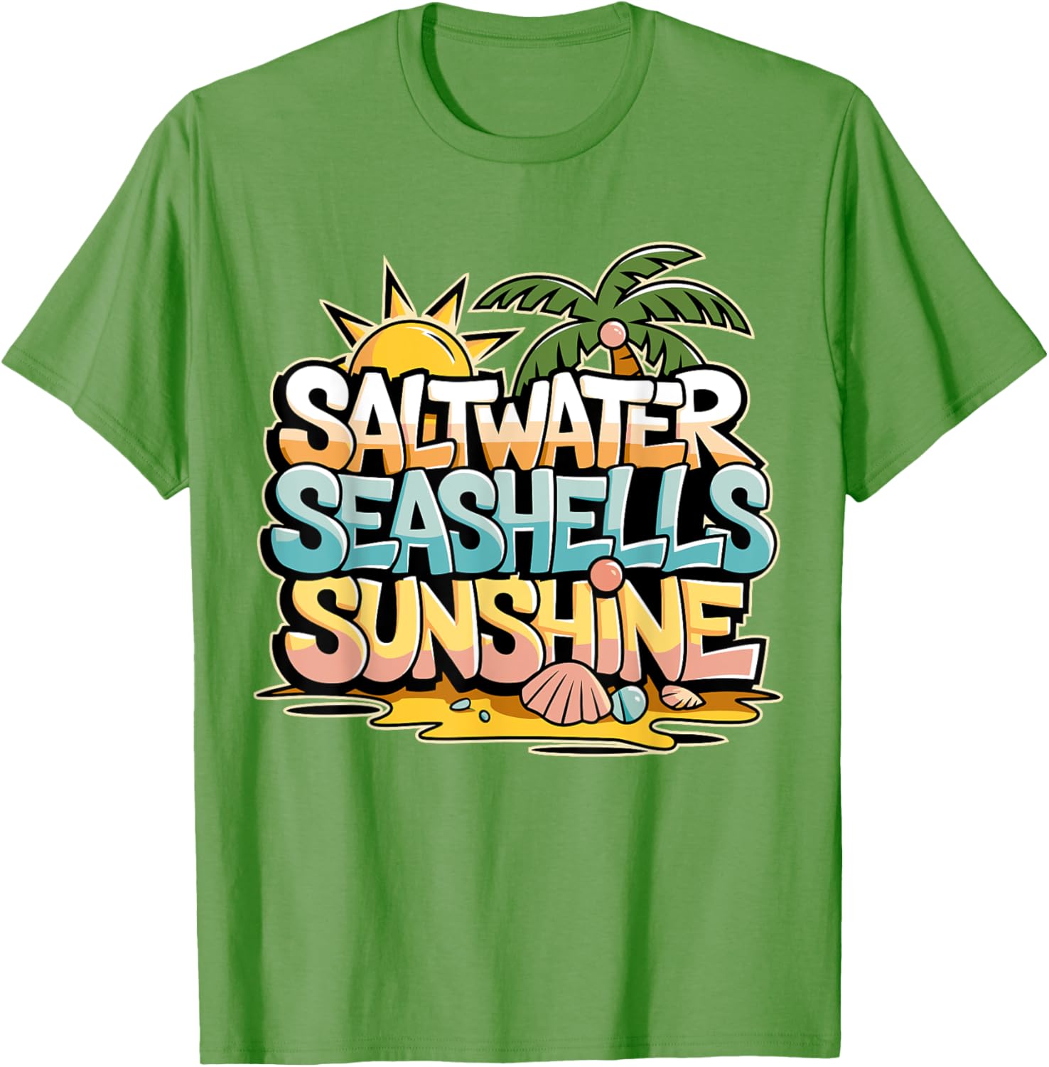 Funny Beach T-Shirt with Saltwater Seashells for Cruise Gifts - 5