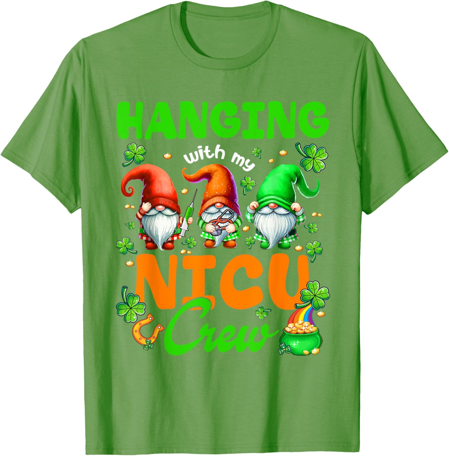 Adorable NICU Nurse Gnome St. Patrick's Day T-Shirt for Nurses and Friends - 14