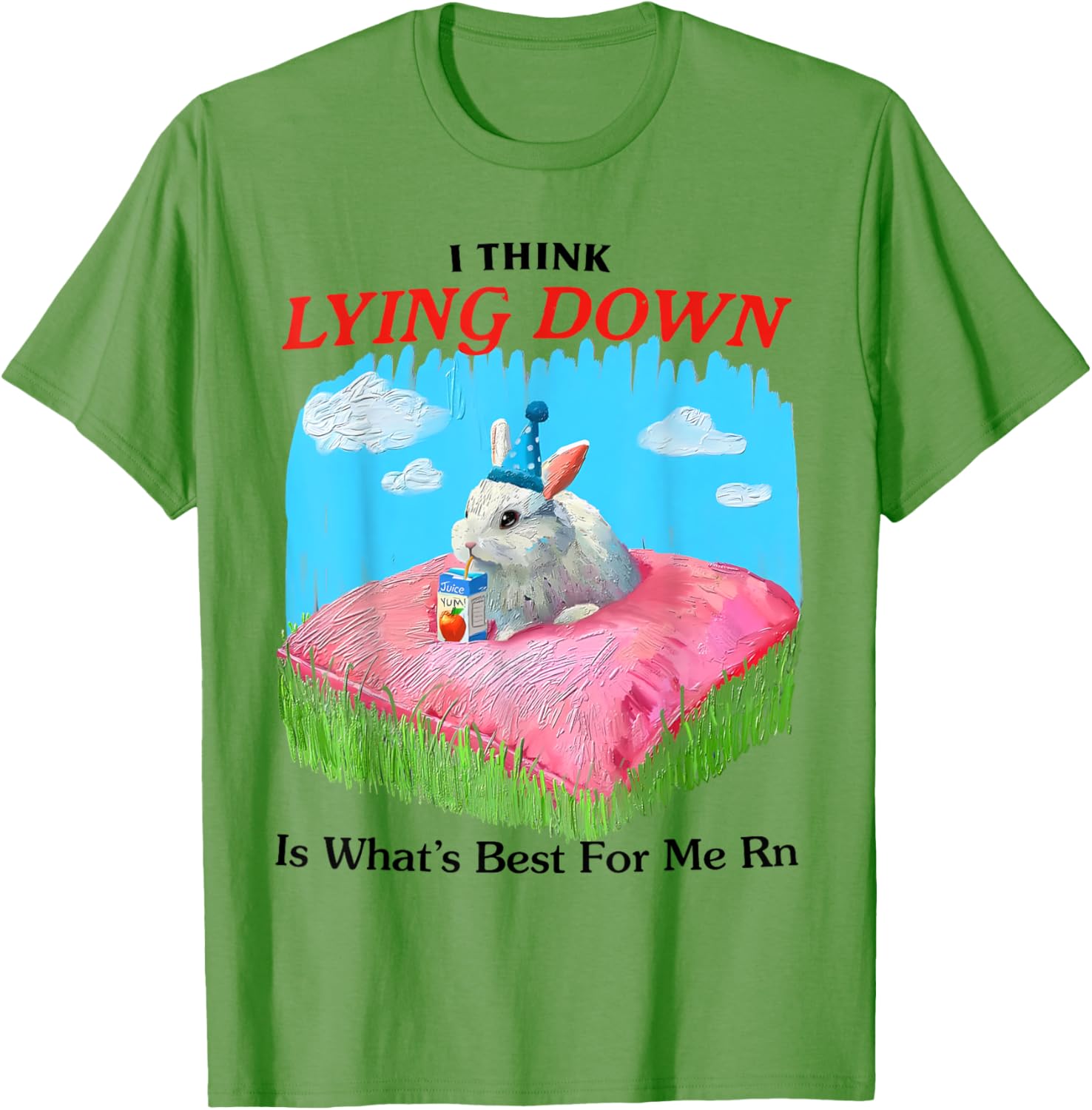 Cute Rabbit Meme T-Shirt I Think Lying Down Is Best for Me Right Now - 4