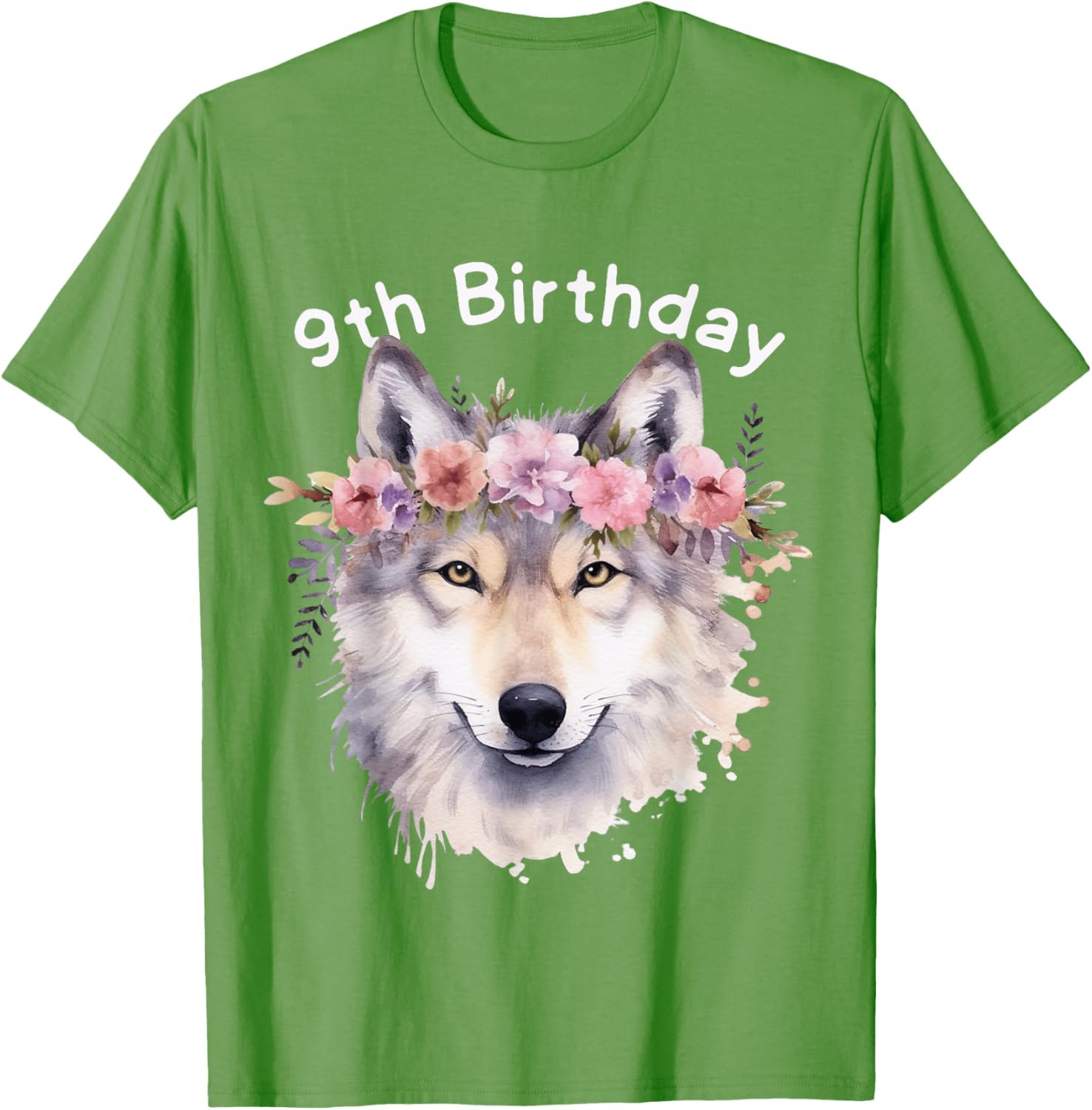 9th Birthday Wolf Pack T-Shirt for Girls - Cute Wolves Party Tee - 17