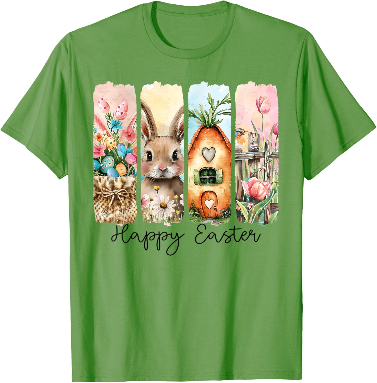 Retro Bunny Easter T-Shirt with Floral Eggs for Spring Celebrations - 13