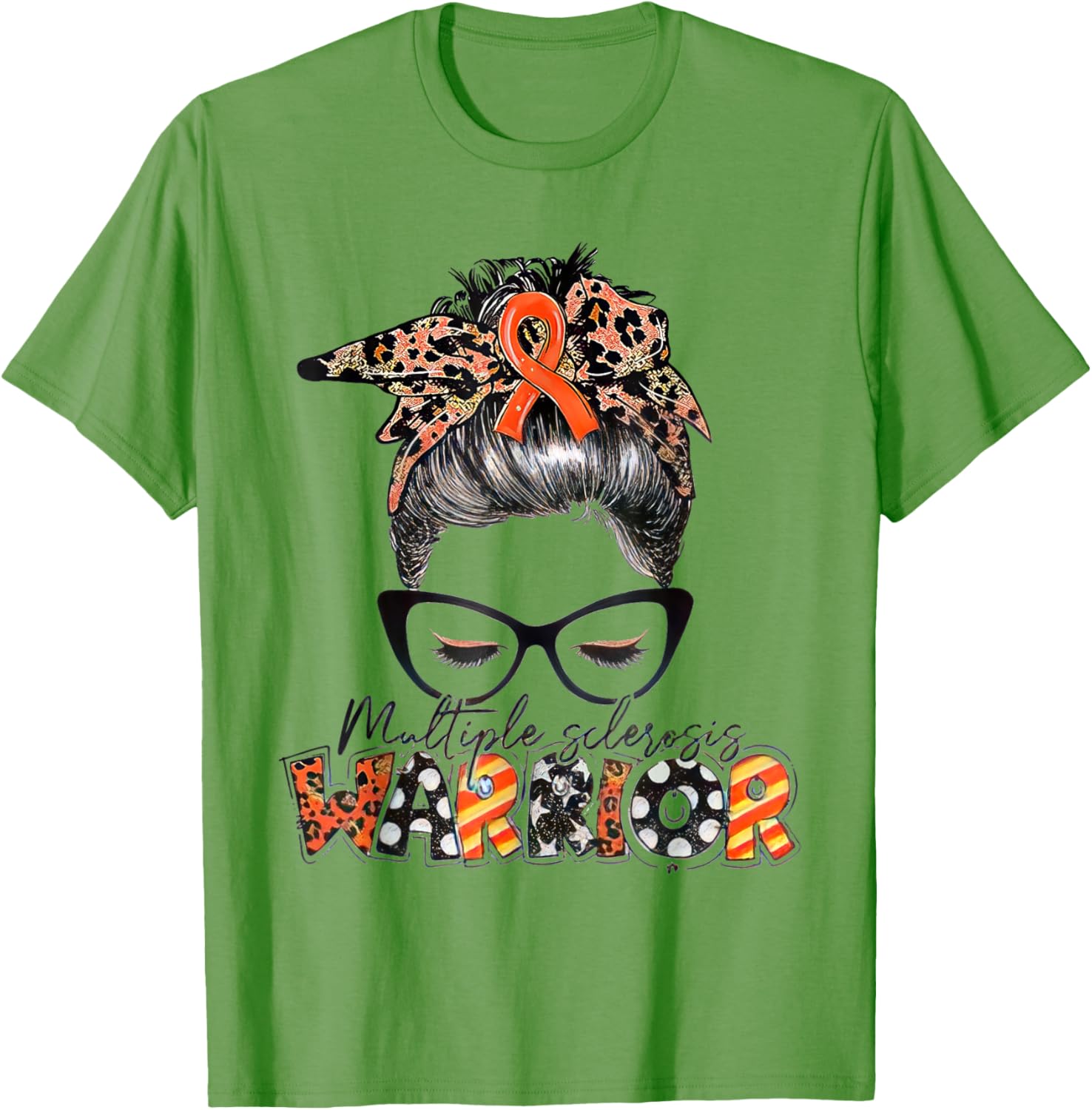 Multiple Sclerosis Warrior Messy Bun T-Shirt - MS Awareness Apparel - 3