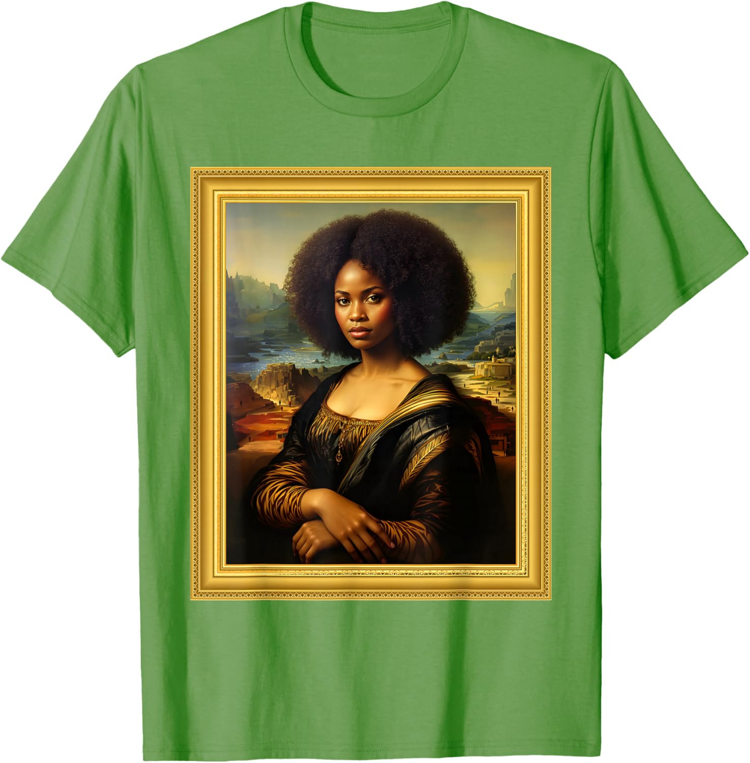 Black Mona Lisa Afro Queen T-Shirt for Black History Month Celebration - 20