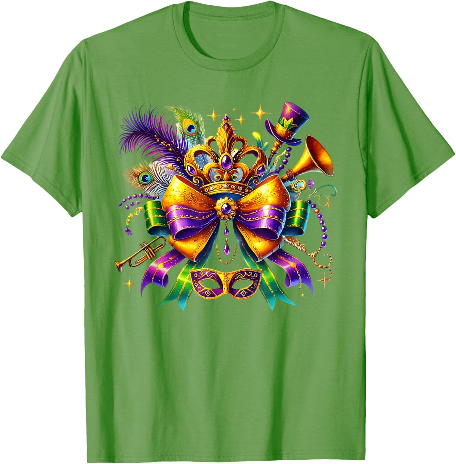 Mardi Gras Coquette Bow T-Shirt for Women and Girls - Festive Style - 8