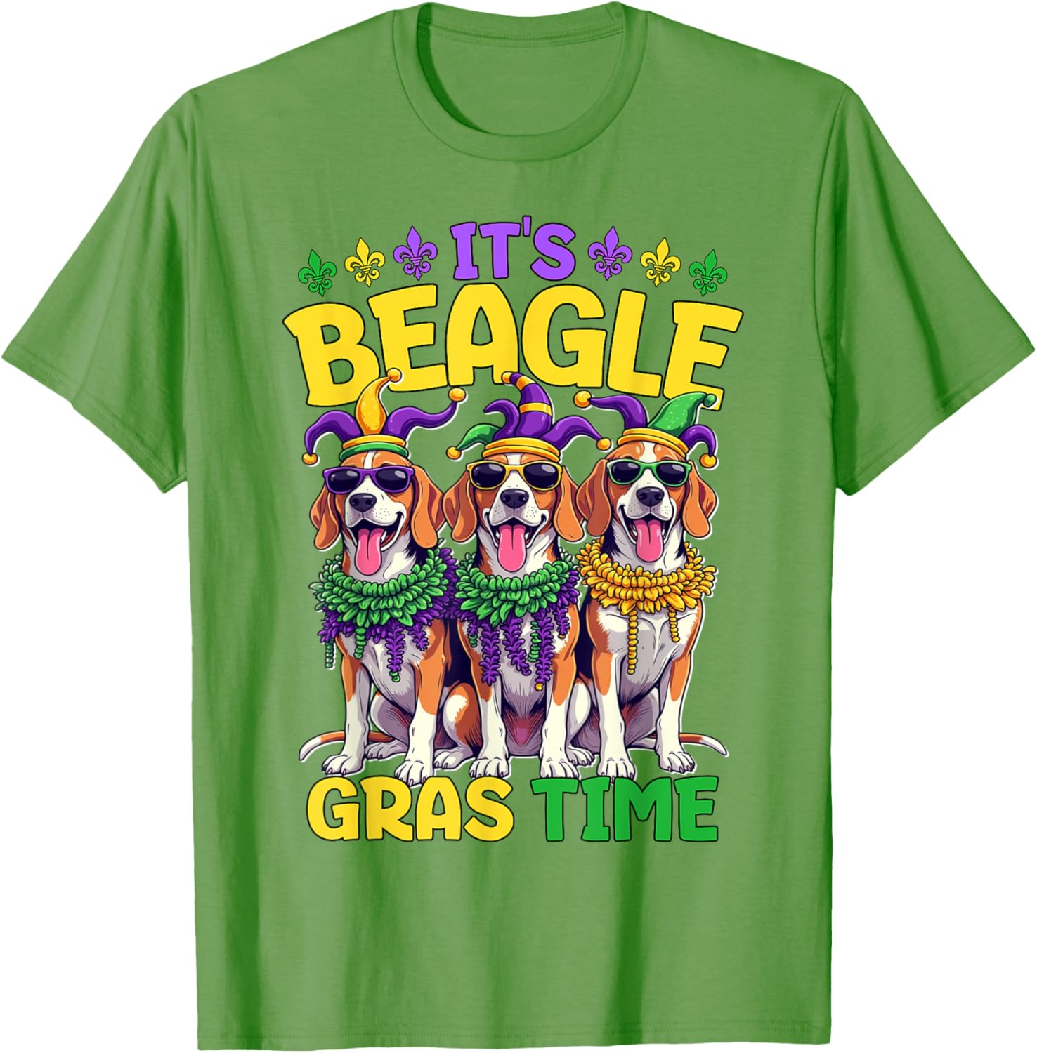 Mardi Gras Beagle Time T-Shirt for Fun Celebrations and Festivities - 5
